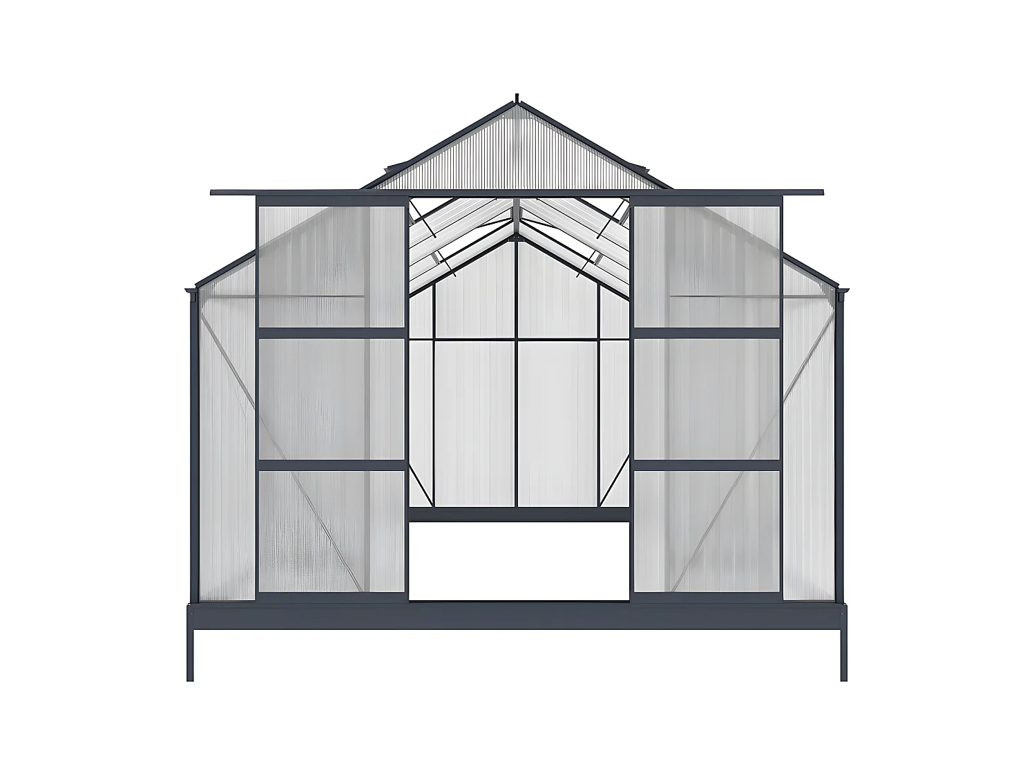 Serre de Jardin en polycarbonate de 13 m² avec embase - Anthracite -  KALIDA