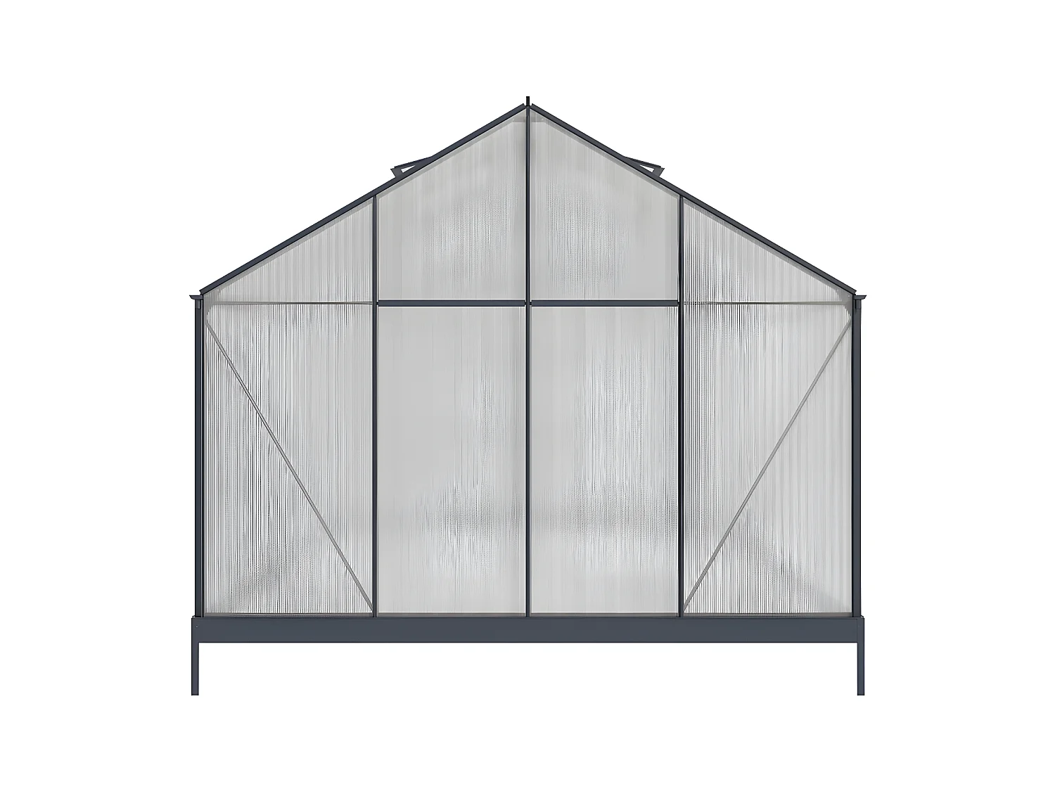 Serre de Jardin en polycarbonate de 13 m² avec embase - Anthracite -  KALIDA