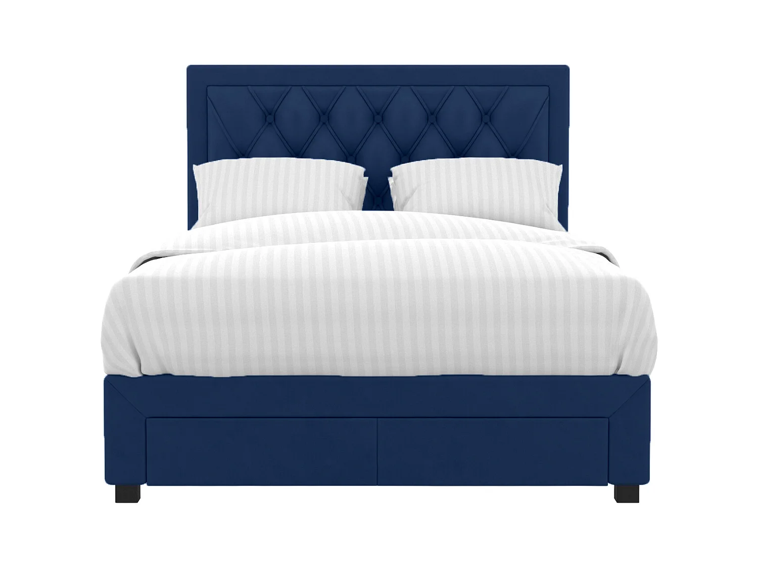 Lit avec tiroirs 160 x 200 cm - Tissu velours bleu - LEOPOLD