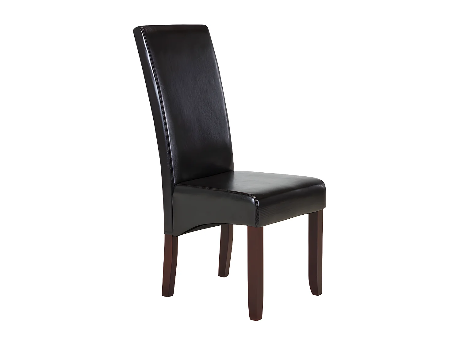 Conjunto de 6 sillas ROVIGO - Piel sintética marrón brillante - Patas de madera oscura