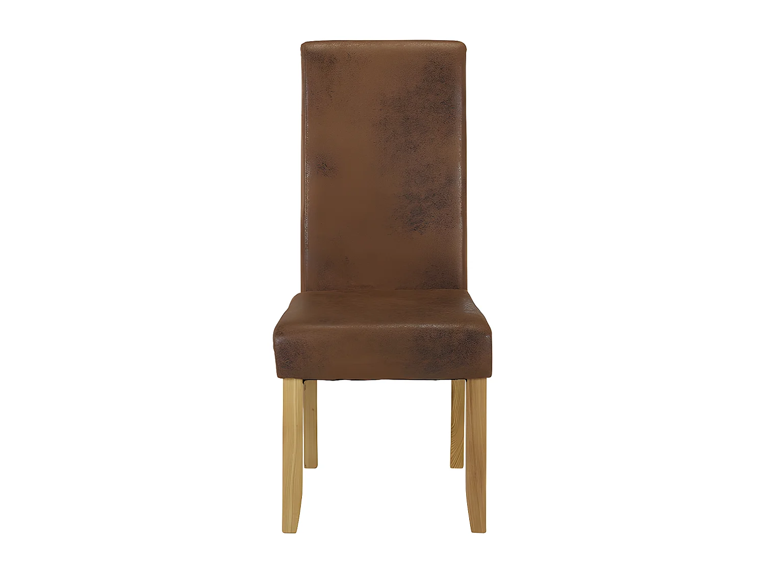 Komplet 6 krzeseł SANTOS - Mikrofibra imitująca postarzaną skórę - Jasne drewniane nogi 