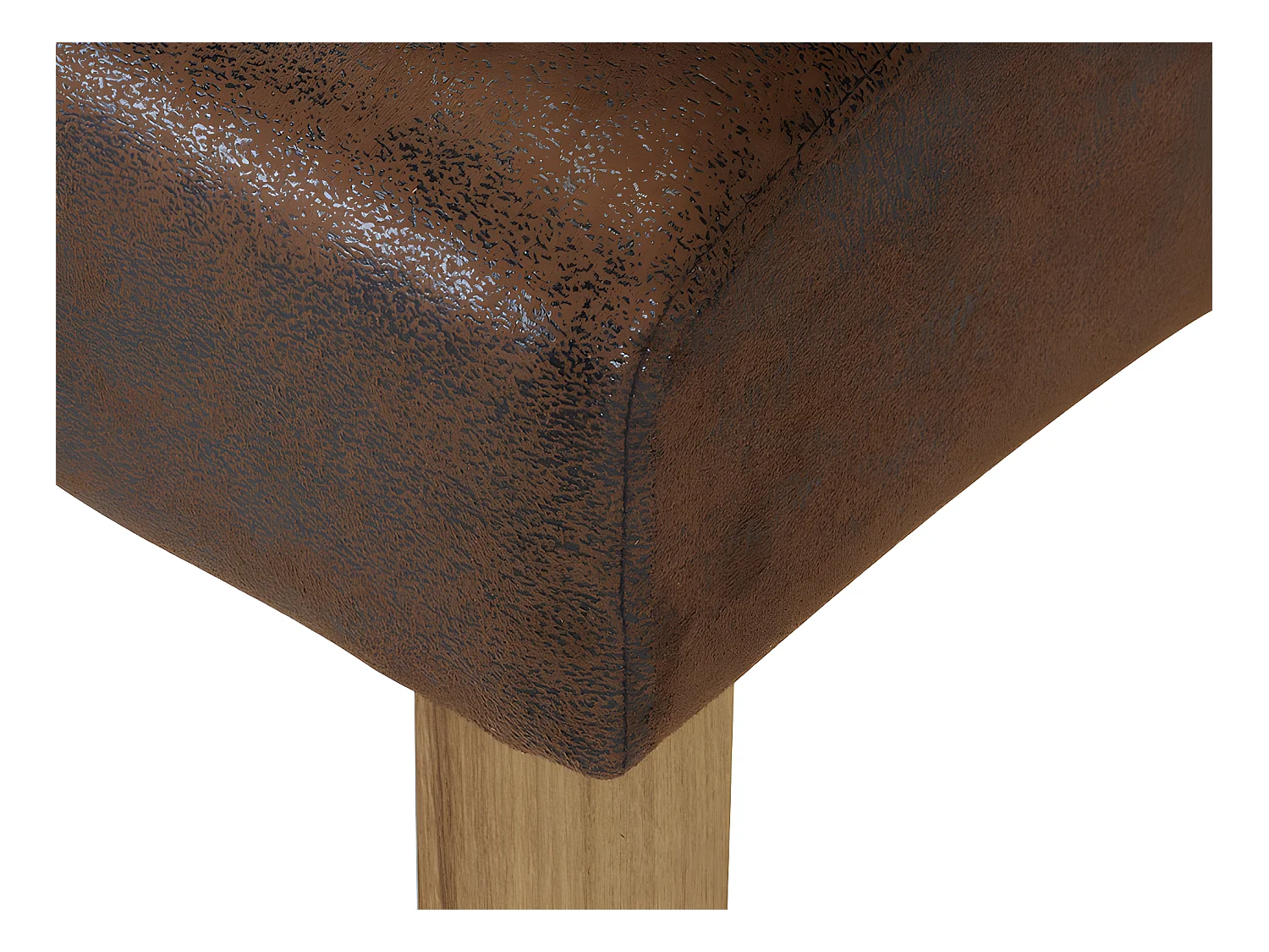 Komplet 6 krzeseł SANTOS - Mikrofibra imitująca postarzaną skórę - Jasne drewniane nogi 