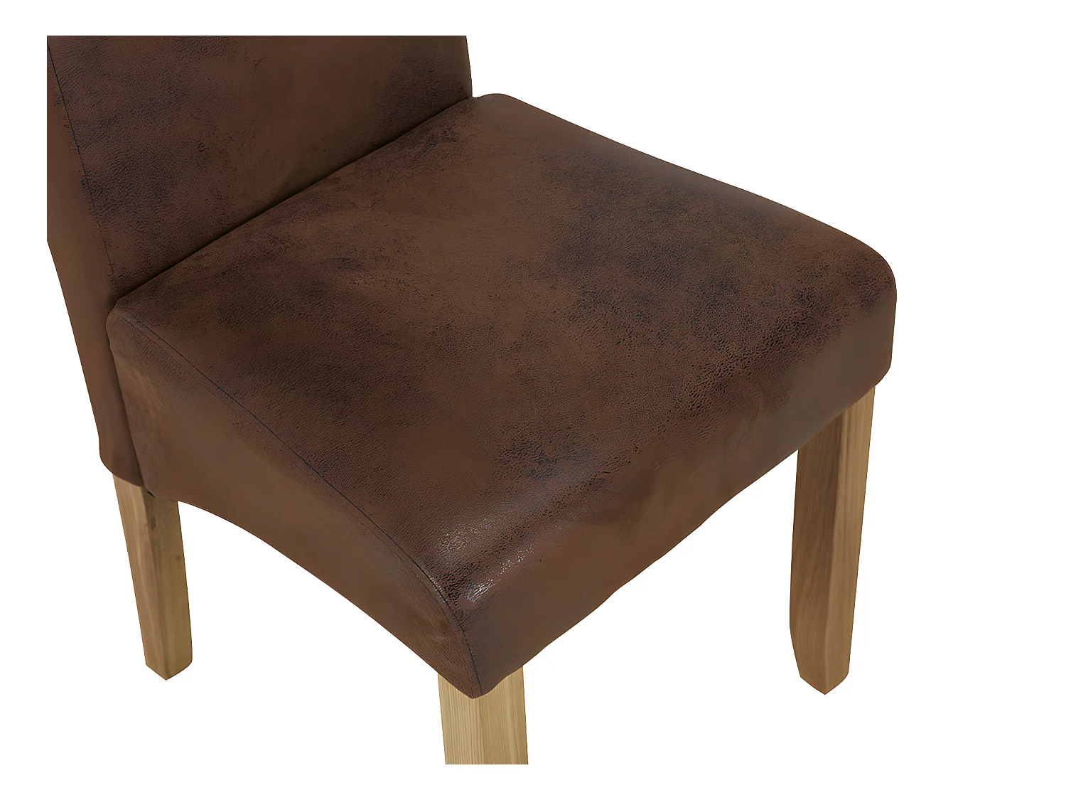 Komplet 6 krzeseł SANTOS - Mikrofibra imitująca postarzaną skórę - Jasne drewniane nogi 