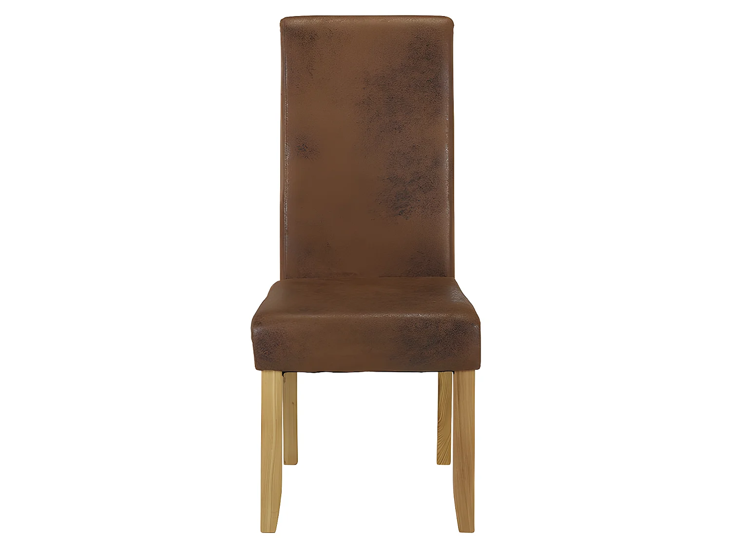 Sæt med 6 SANTOS-stole - Slidstærk mikrofiber i slidstærkt læder-lignende stof - Lyseben af trærige ben
