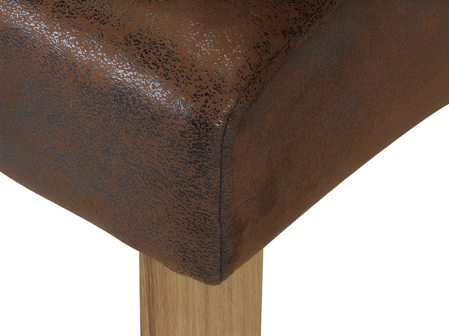 Sæt med 6 SANTOS-stole - Slidstærk mikrofiber i slidstærkt læder-lignende stof - Lyseben af trærige ben