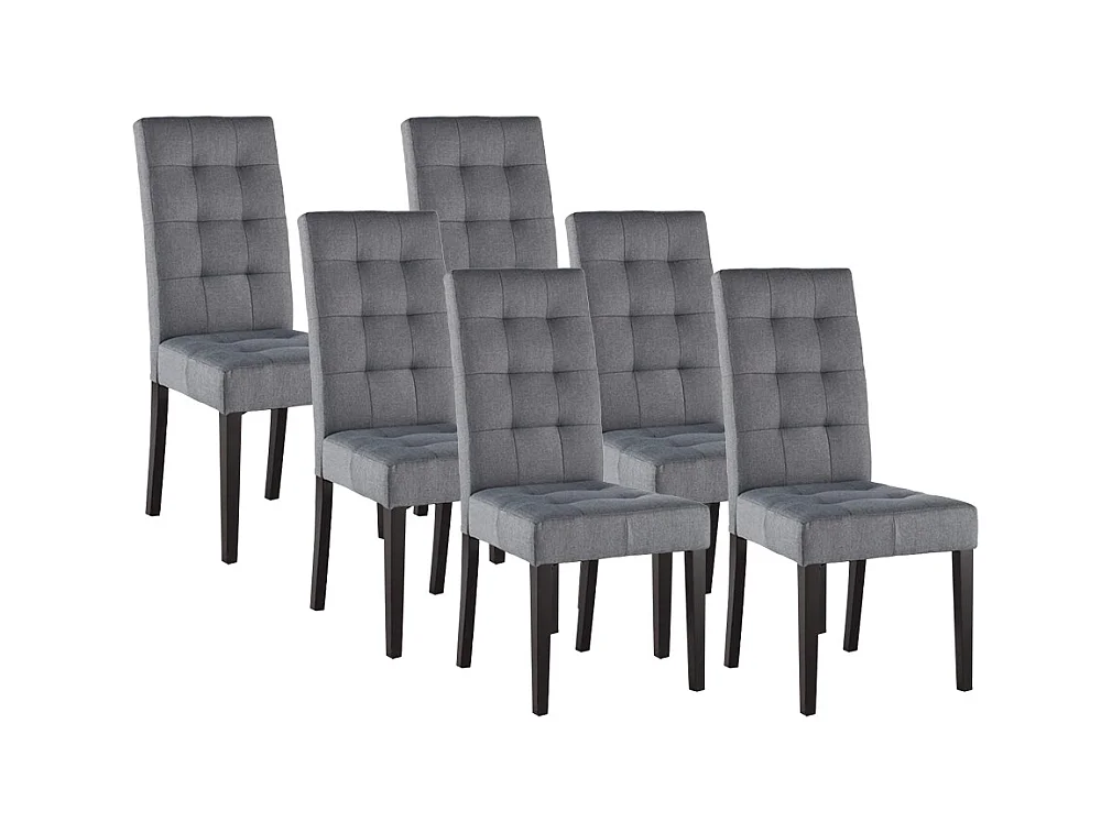 Lot de 6 chaises en tissu et bois -  Gris - VILLOSA