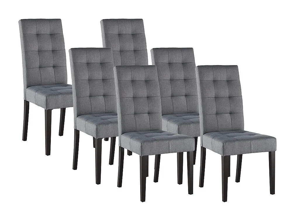 Set van 6 stoelen VILLOSA - grijze stof & donker houten poten