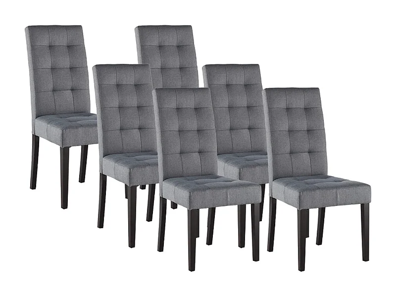 Lot de 6 chaises en tissu et bois -  Gris - VILLOSA
