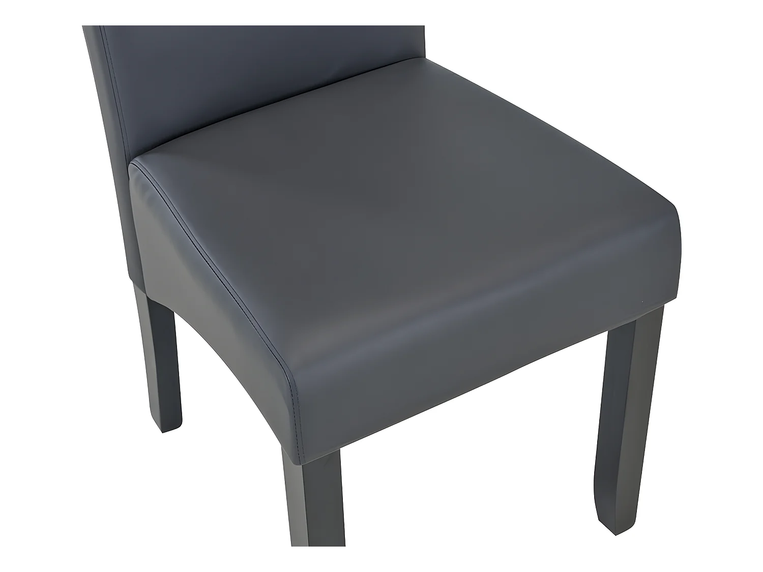 Conjunto de 6 sillas ROVIGO - Piel sintética gris mate - Patas de madera negra