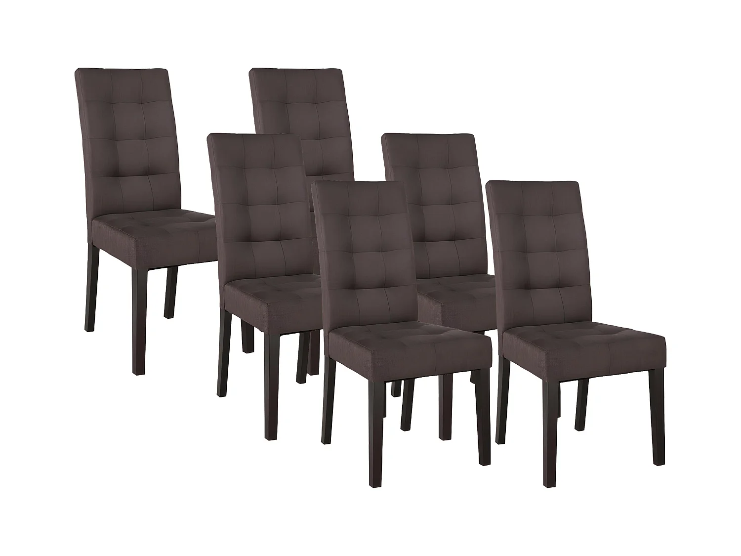 Lot de 6 chaises en tissu et bois - Marron - VILLOSA