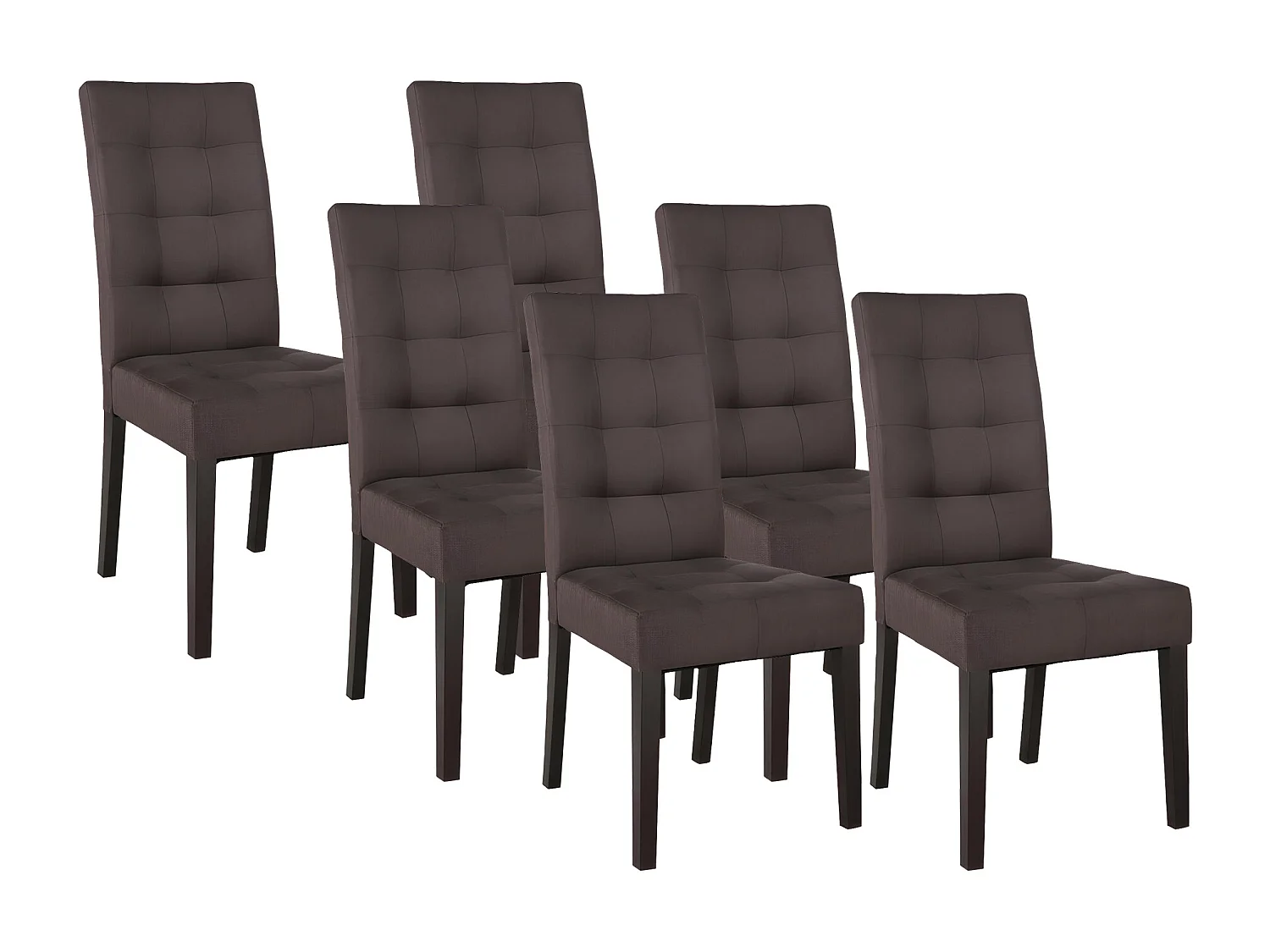 Stuhl 6er-Set - Stoff & Holz - Braun - VILLOSA