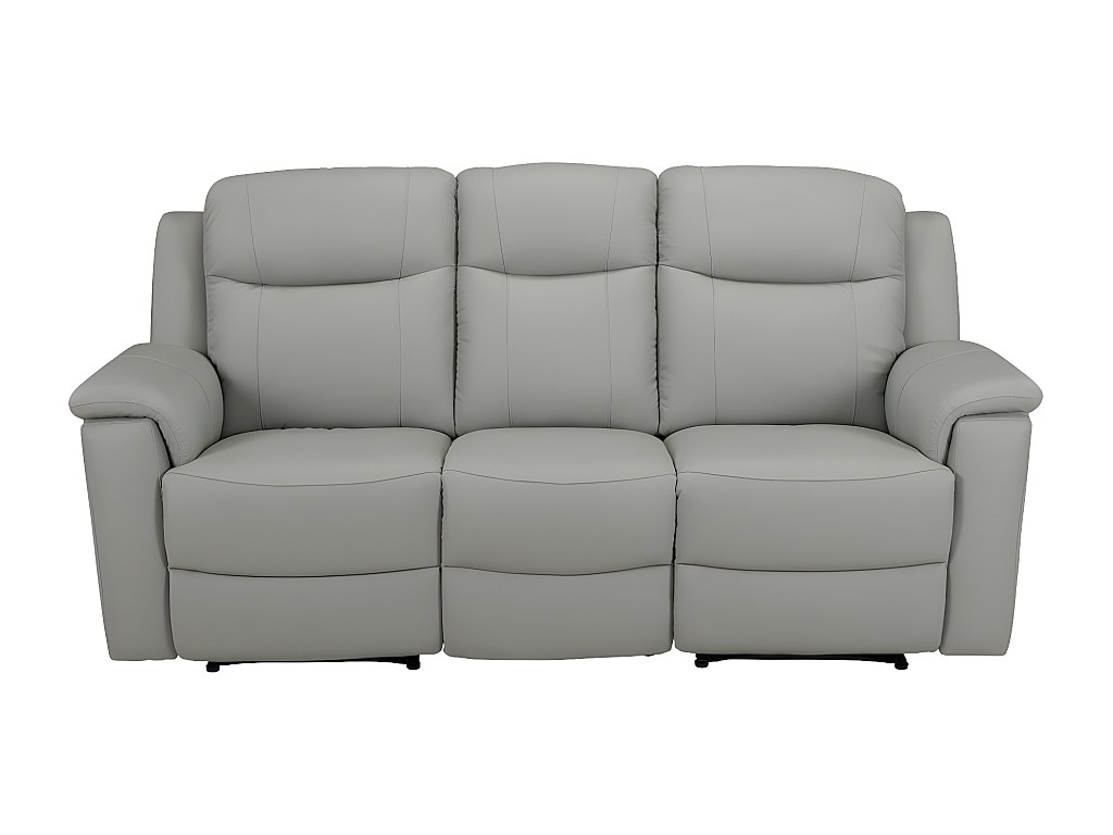 Sofá 3 plazas relax de piel gris claro EVASION Barato