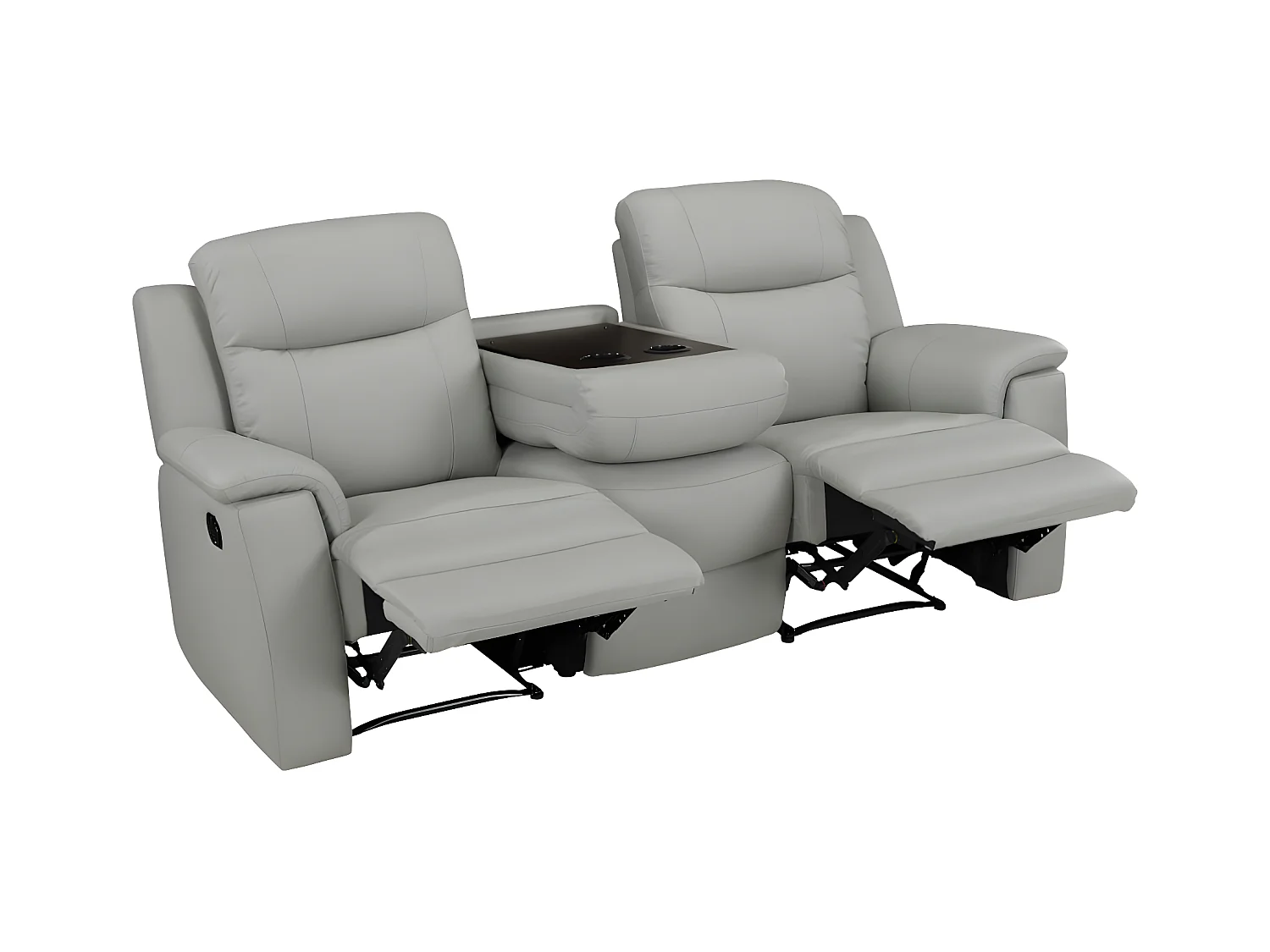 Relaxsofa Leder 3-Sitzer - Hellgrau - EVASION