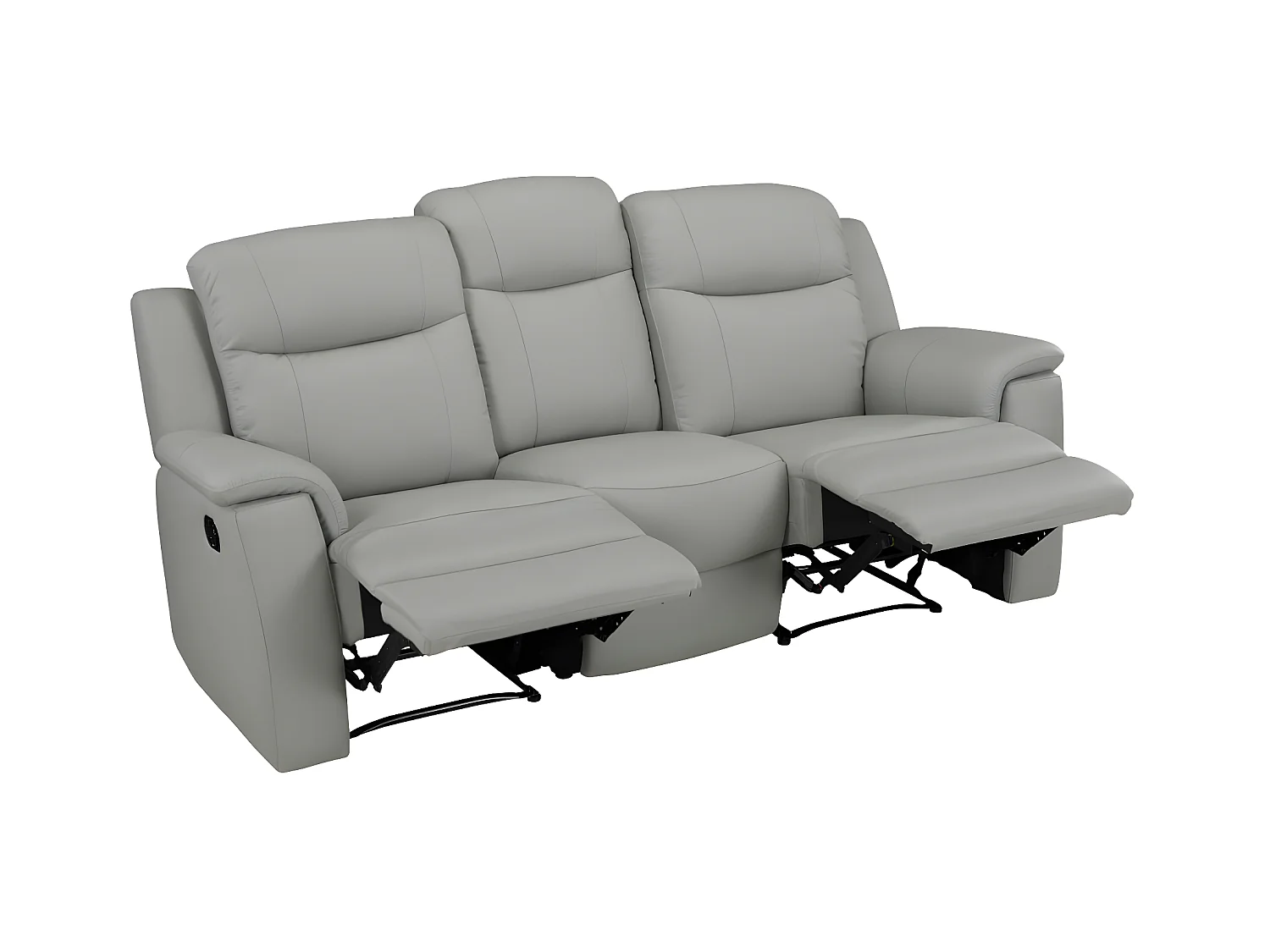 Relaxsofa Leder 3-Sitzer - Hellgrau - EVASION