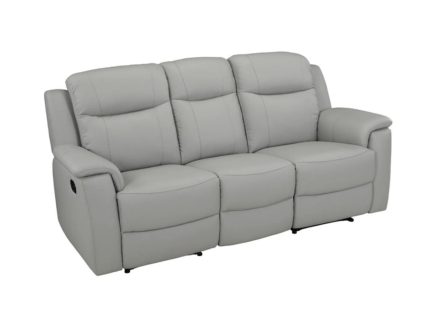 3-personers sofa med relax-funktion EVASION i læder - Lysegrå