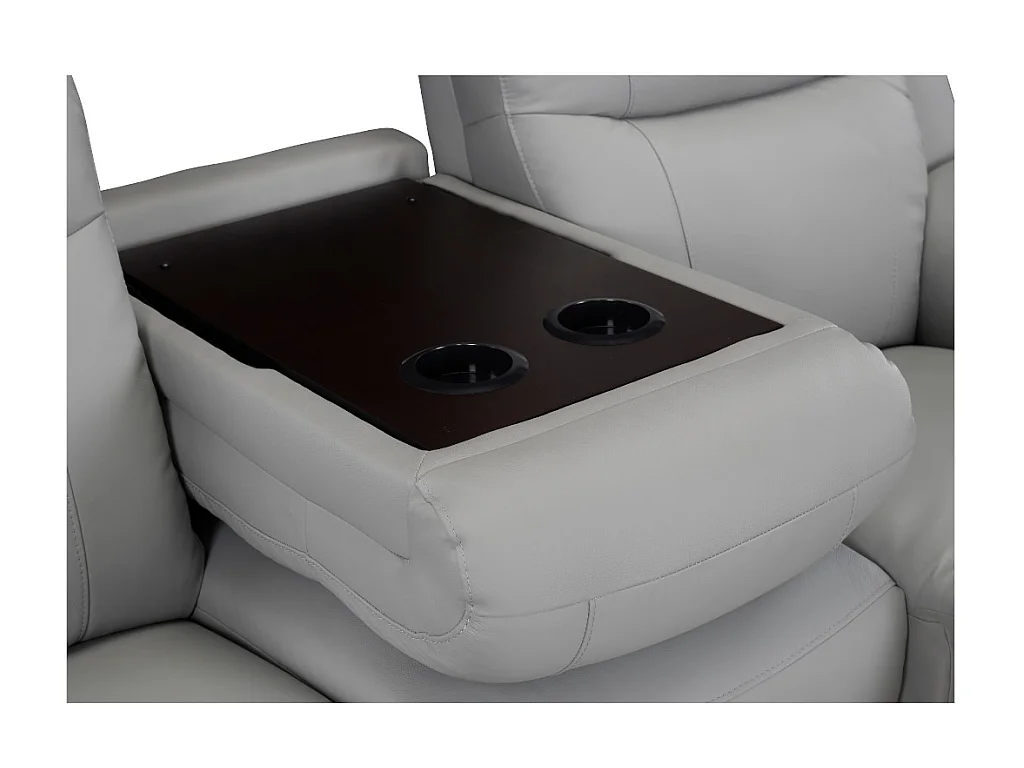 3-personers sofa med relax-funktion EVASION i læder - Lysegrå