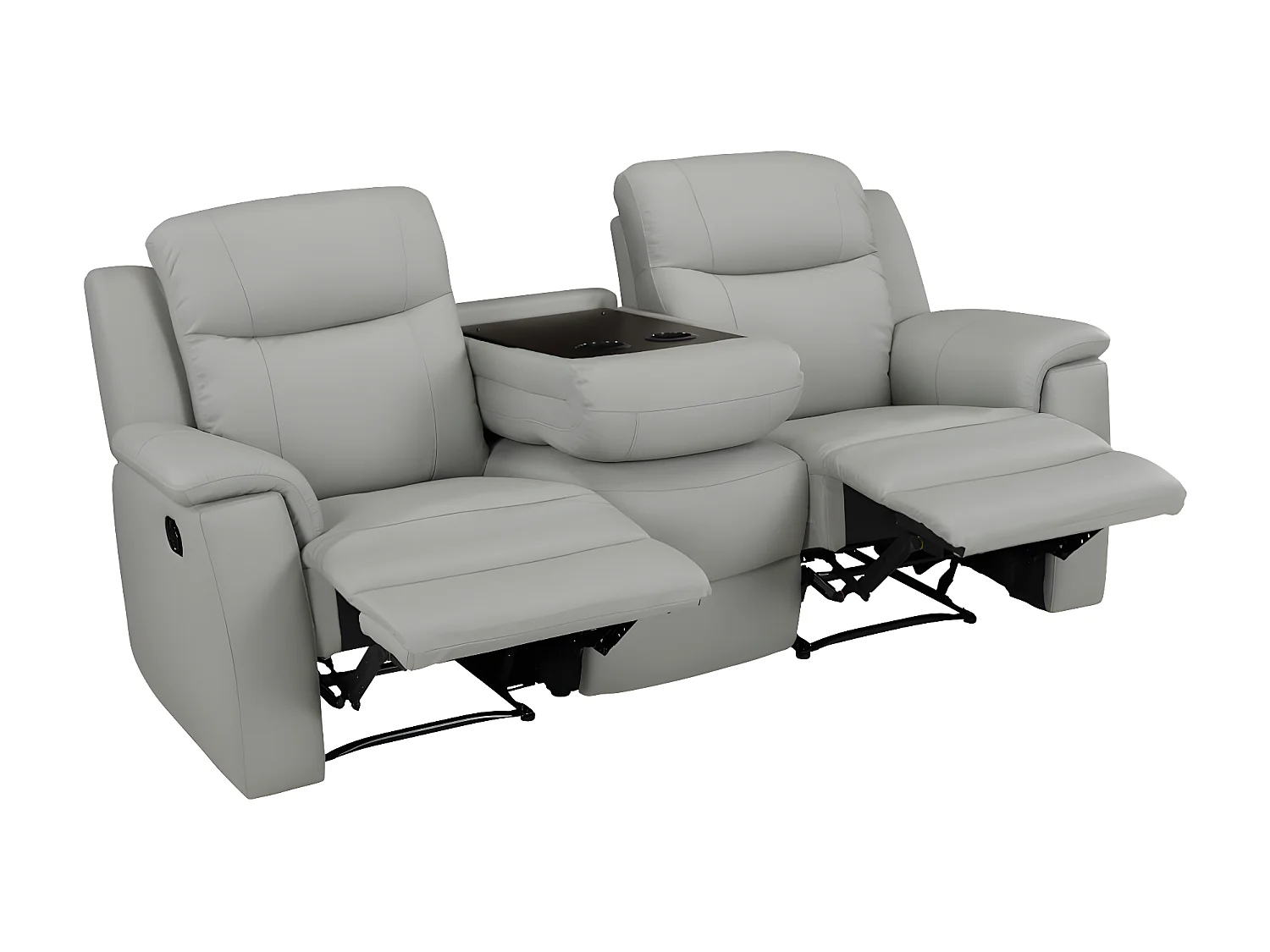 Canapé 3 places relax EVASION en cuir - Gris clair