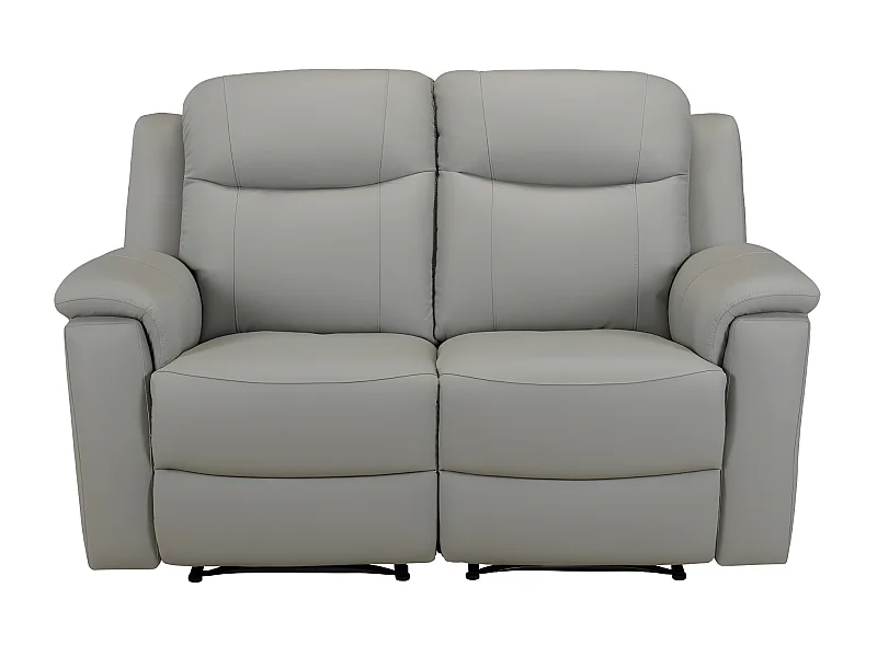 Canapé 2 places relax EVASION en cuir - Gris clair