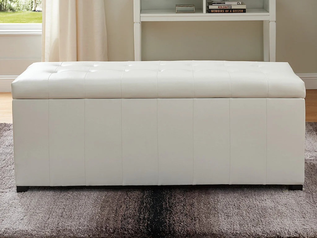 Banc coffre de rangement CONCIERTO en simili - Blanc
