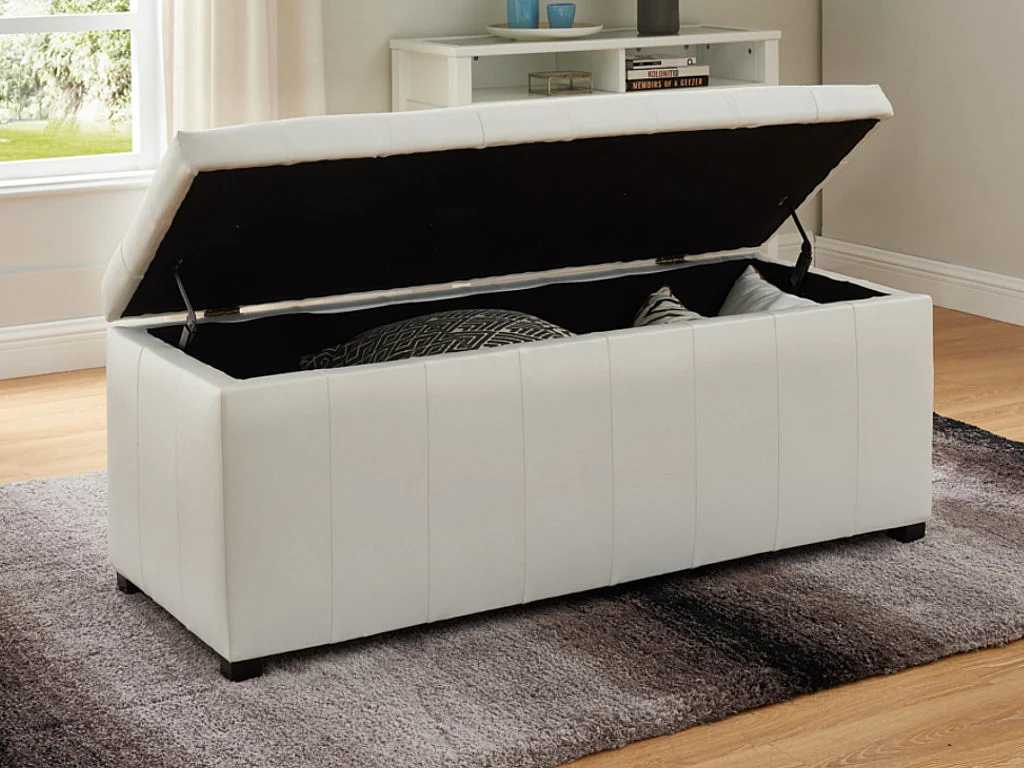 Banc coffre de rangement CONCIERTO en simili - Blanc