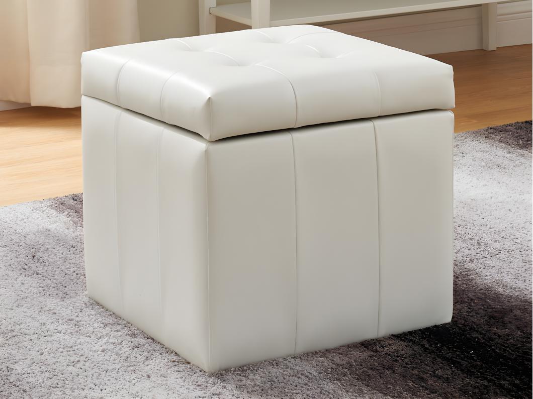 Sitzhocker mit Stauraum - Kunstleder - Weiß - SERAFINO