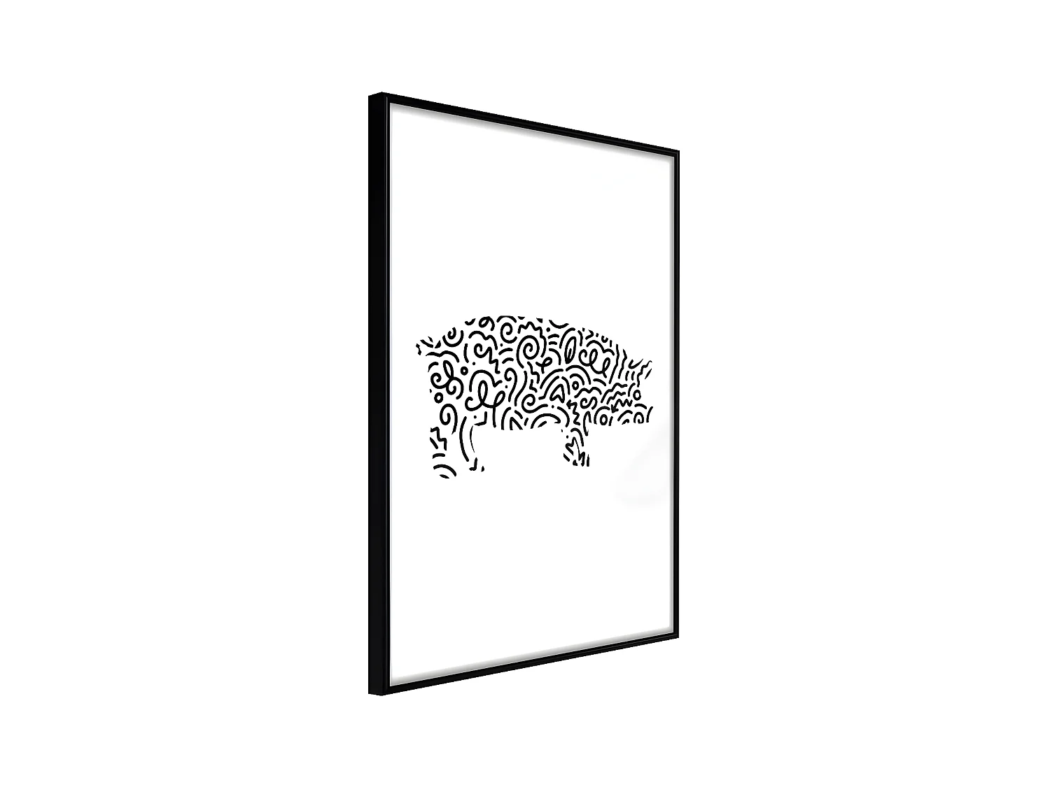 Affiche Murale Encadrée "Curly Pig " 21 x 30 cm Noir