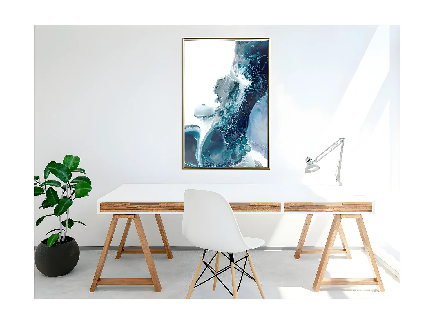 Affiche Murale Encadrée "Acrylic Pouring I" 40 x 60 cm Or