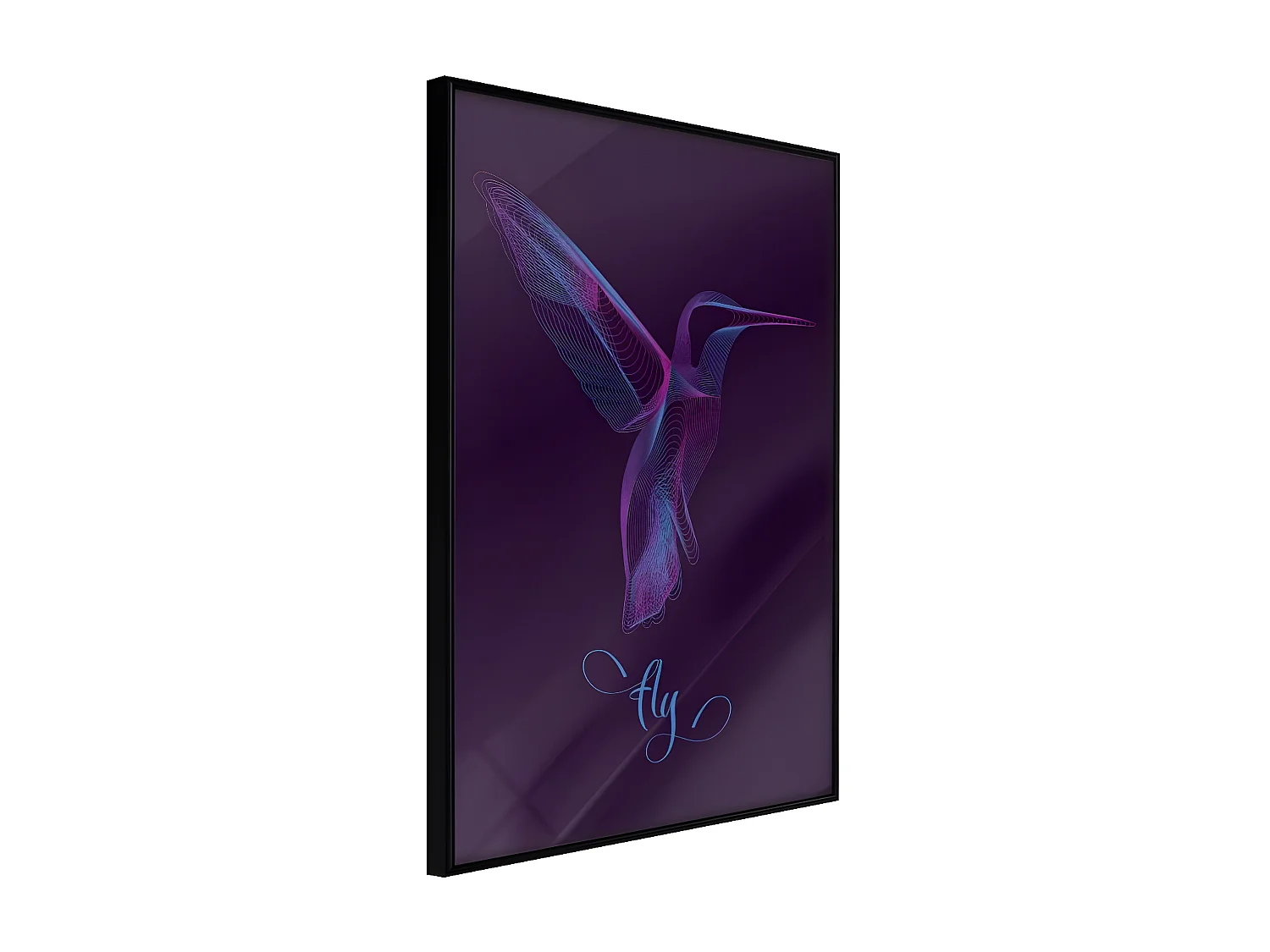 Affiche Murale Encadrée "Fluorescent Hummingbird " 40 x 60 cm Noir