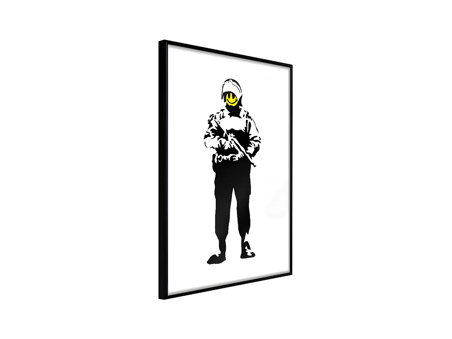 Affiche Murale Encadrée "Banksy Smiling Copper" 30 x 42 cm Noir