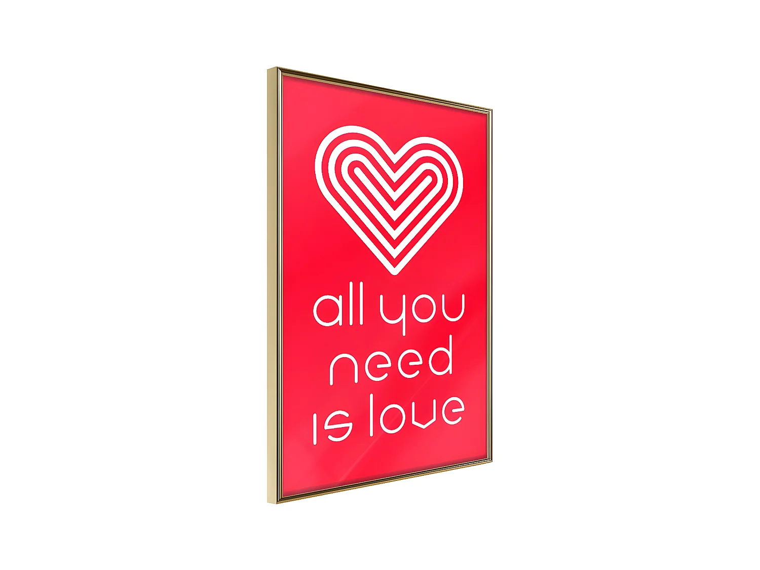 Affiche Murale Encadrée "Love Everywhere" 30 x 42 cm Or