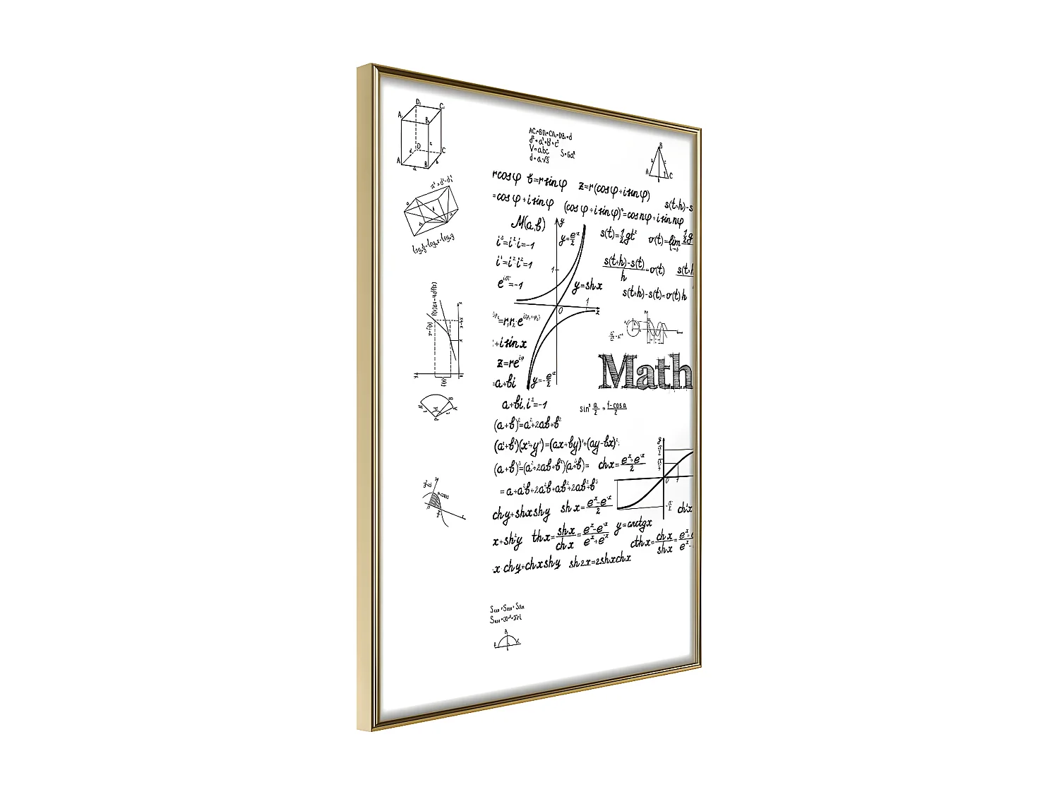 Affiche Murale Encadrée "Math Formulas" 40 x 60 cm Or