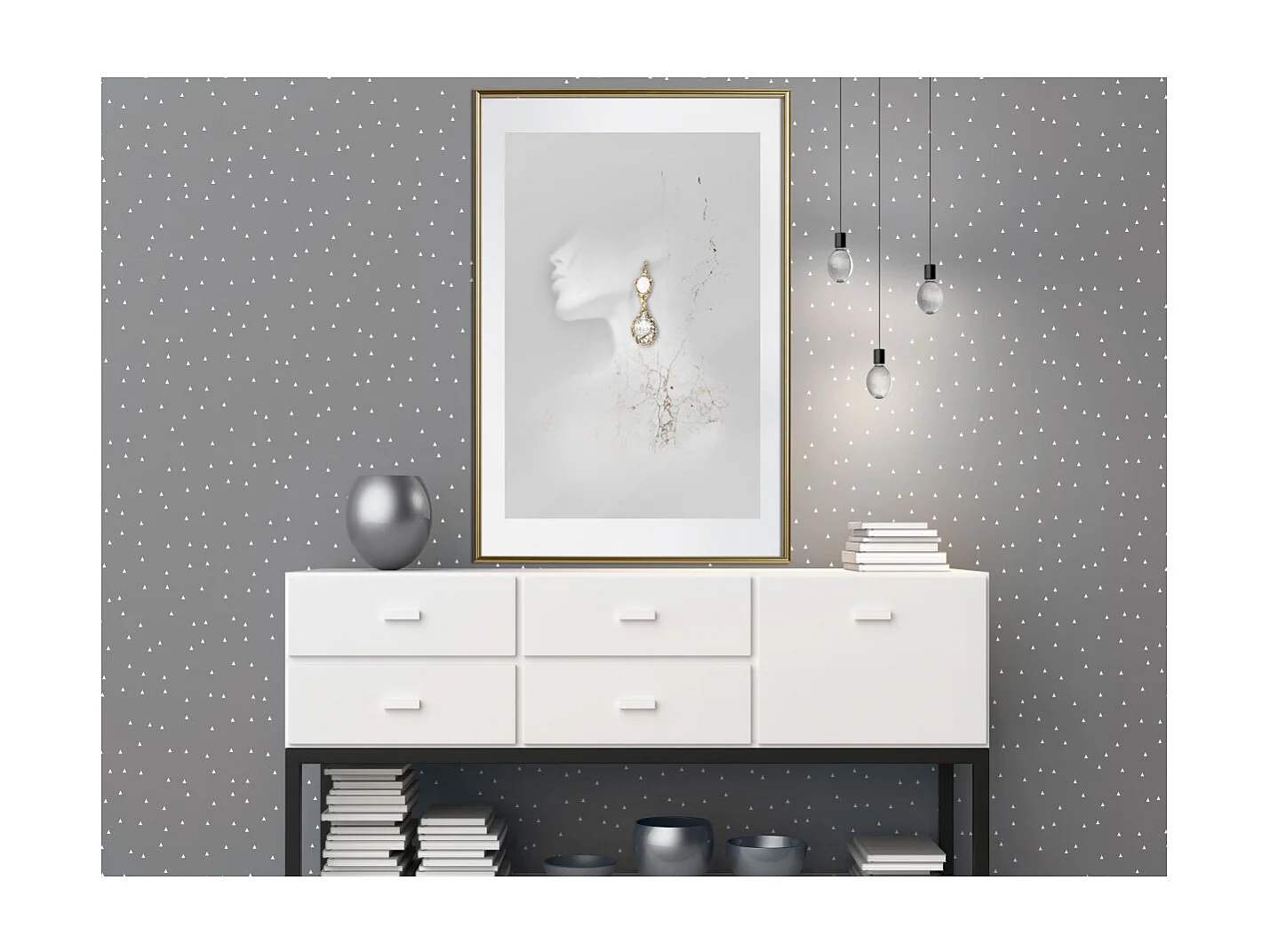 Affiche Murale Encadrée "Jewelry is the Best Gift" 40 x 60 cm Or