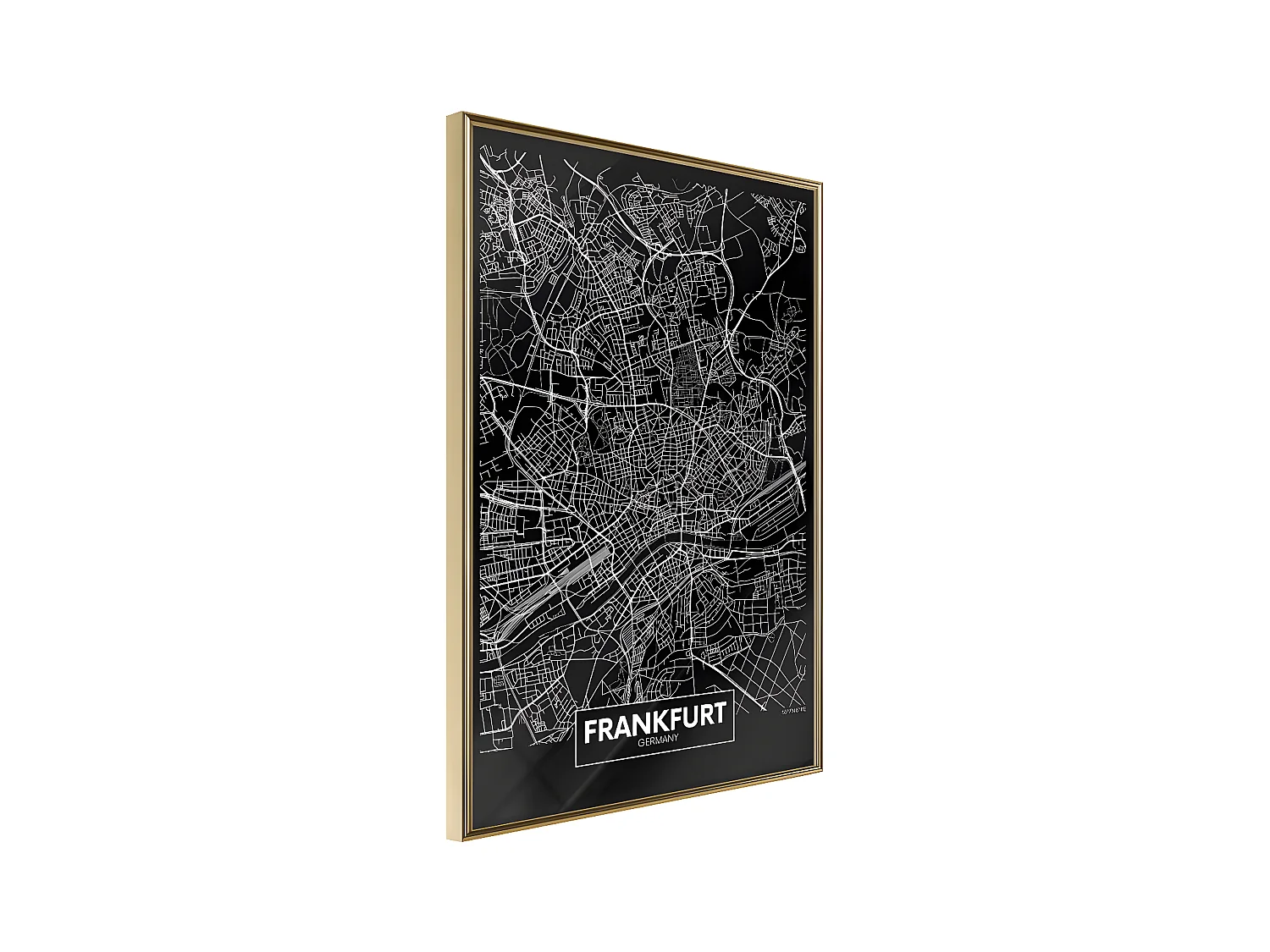 Affiche Murale Encadrée "City Map Frankfurt Dark" 21 x 30 cm Or