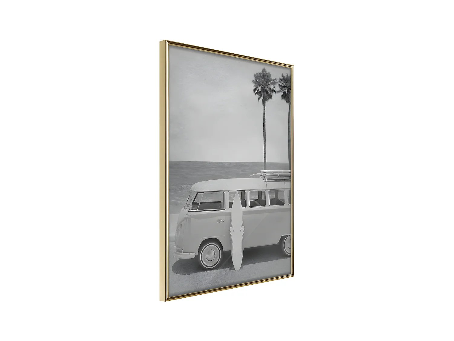 Affiche Murale Encadrée "Hippie Van II" 21 x 30 cm Or