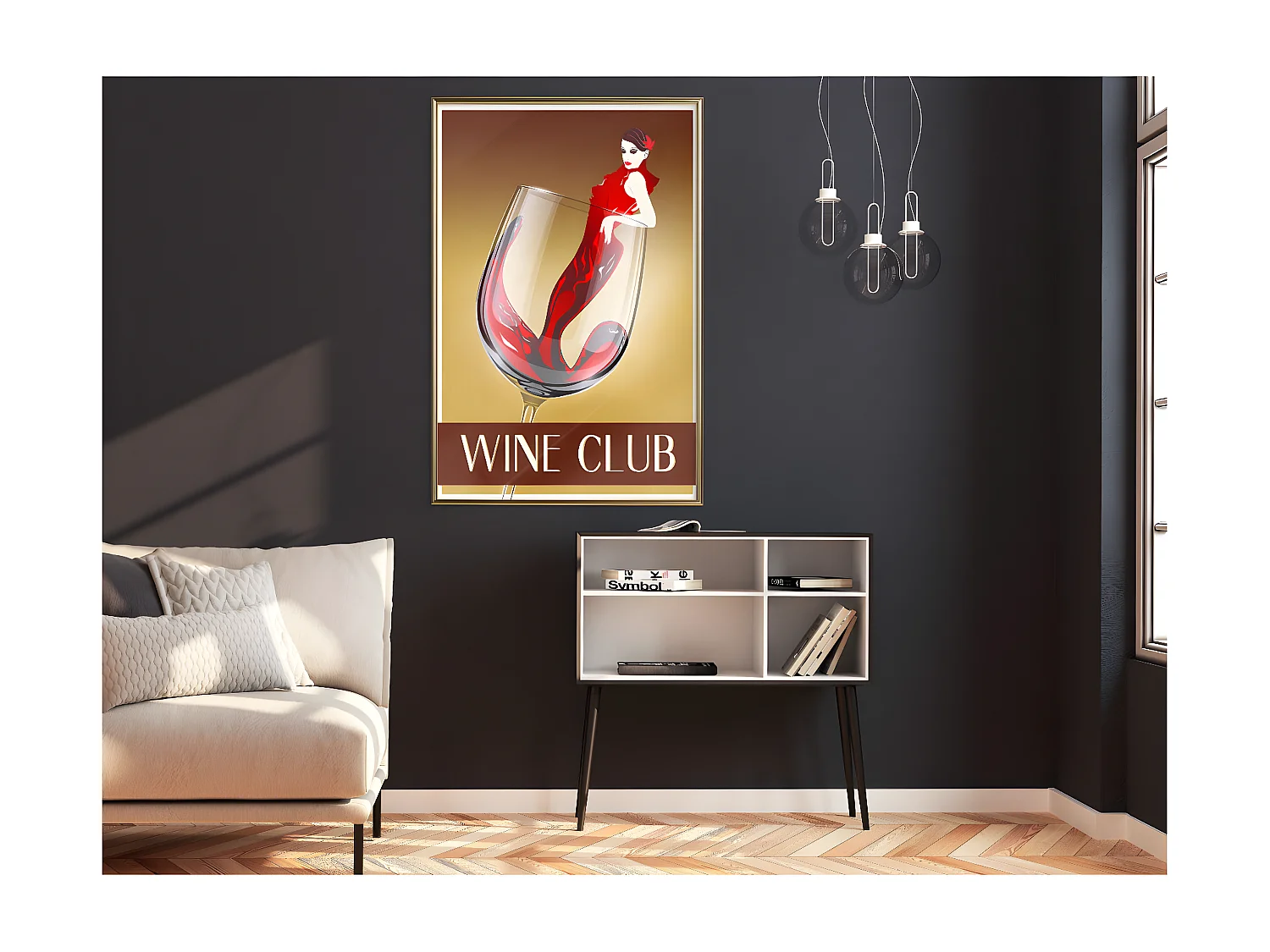 Affiche Murale Encadrée "Woman is Like a Wine" 40 x 60 cm Or