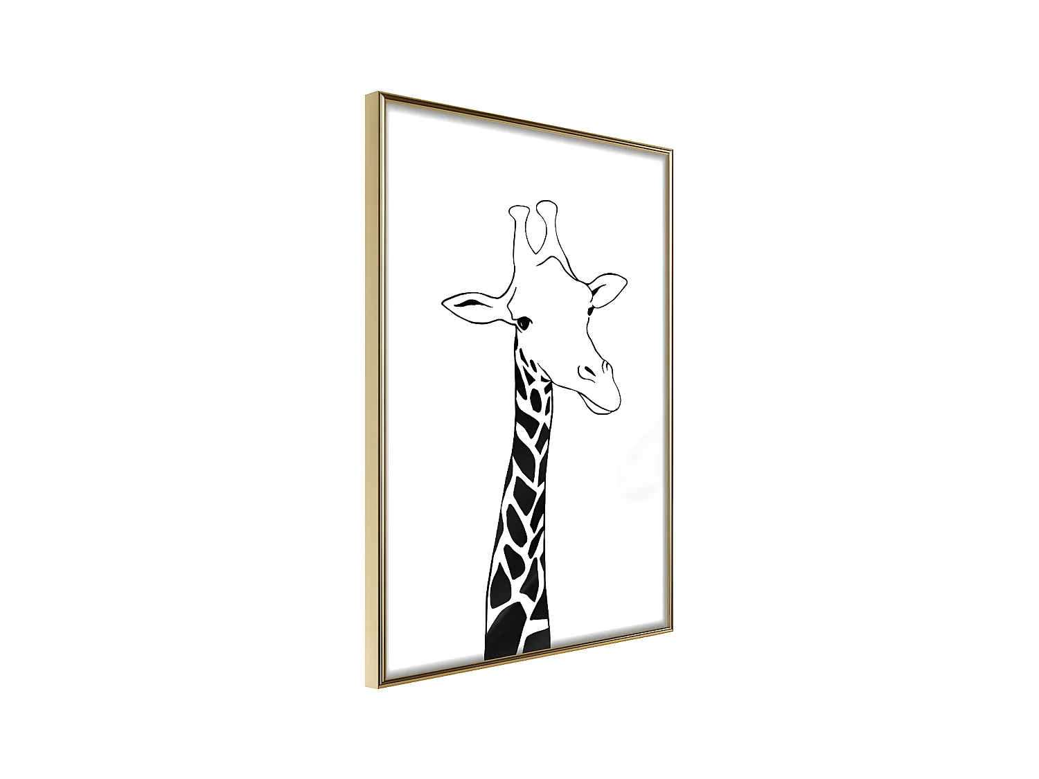 Affiche Murale Encadrée "Black and White Giraffe" 21 x 30 cm Or