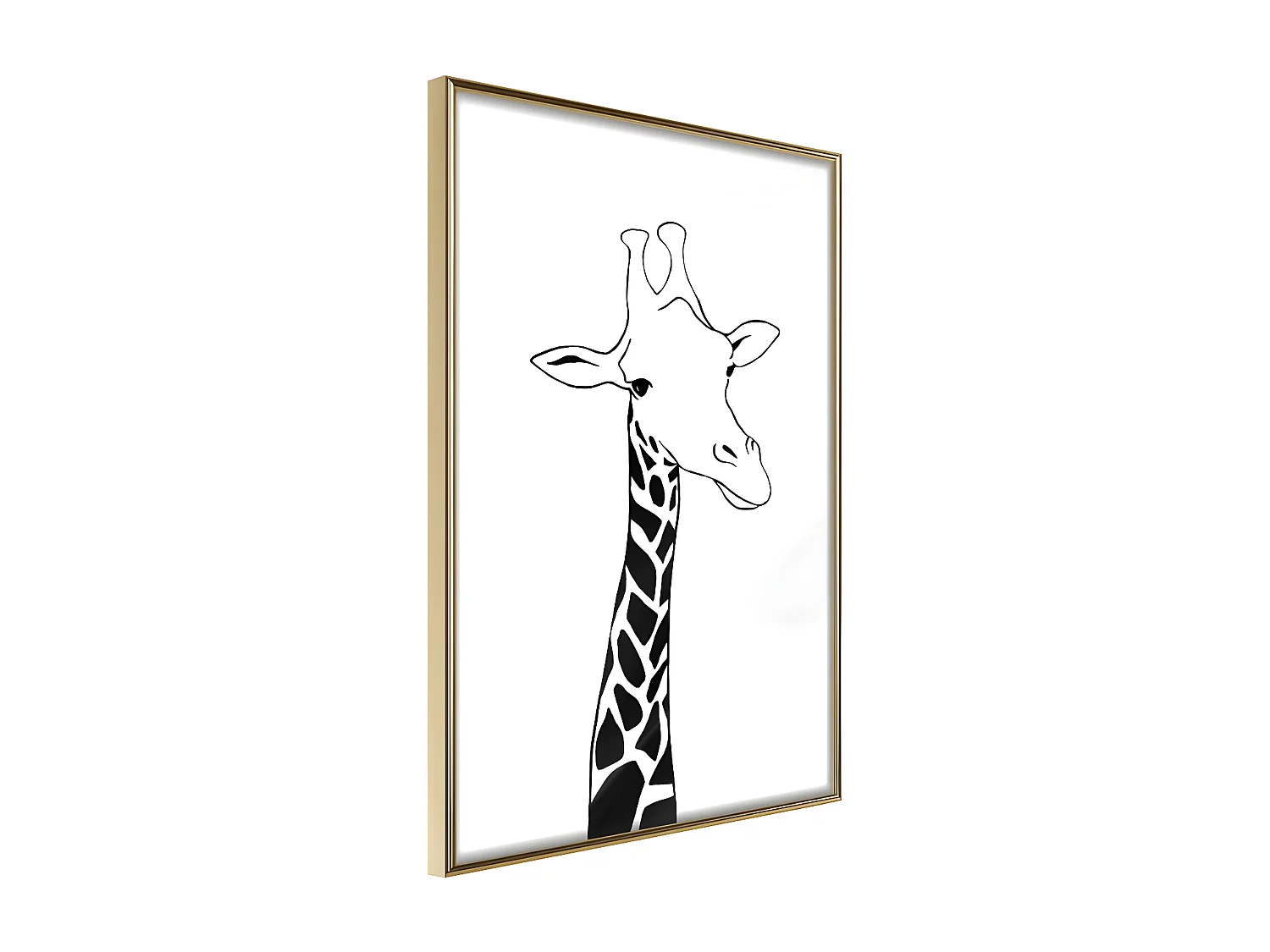 Affiche Murale Encadrée "Black and White Giraffe" 21 x 30 cm Or
