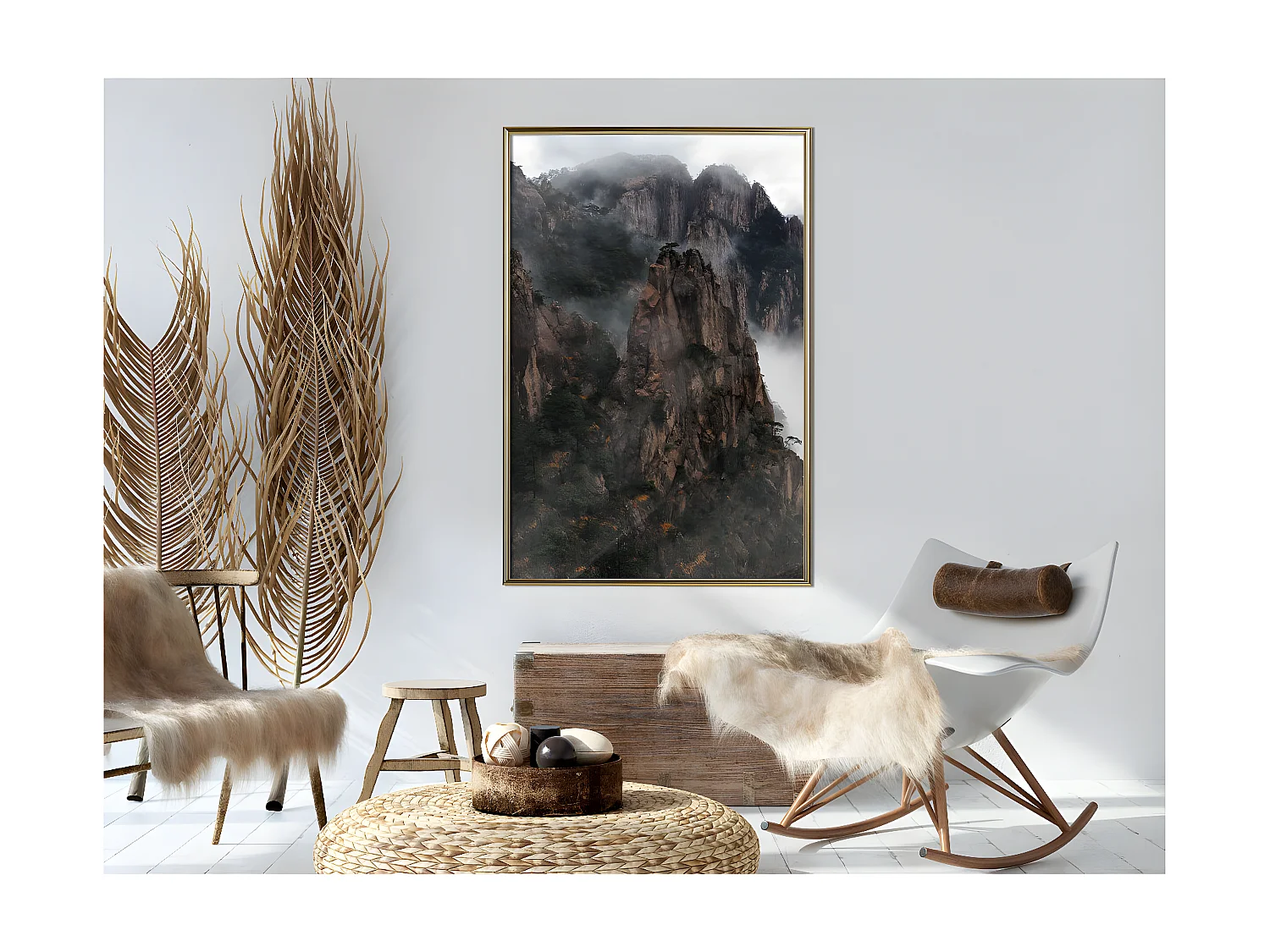 Affiche Murale Encadrée "Mountain Ridge" 40 x 60 cm Or