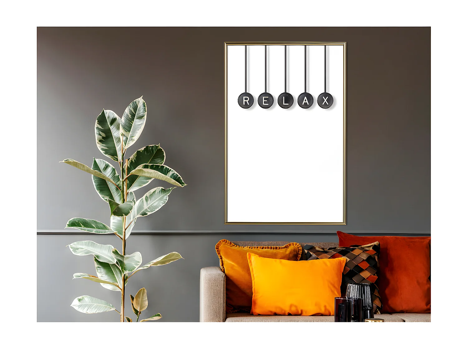 Affiche Murale Encadrée "Relax" 40 x 60 cm Or
