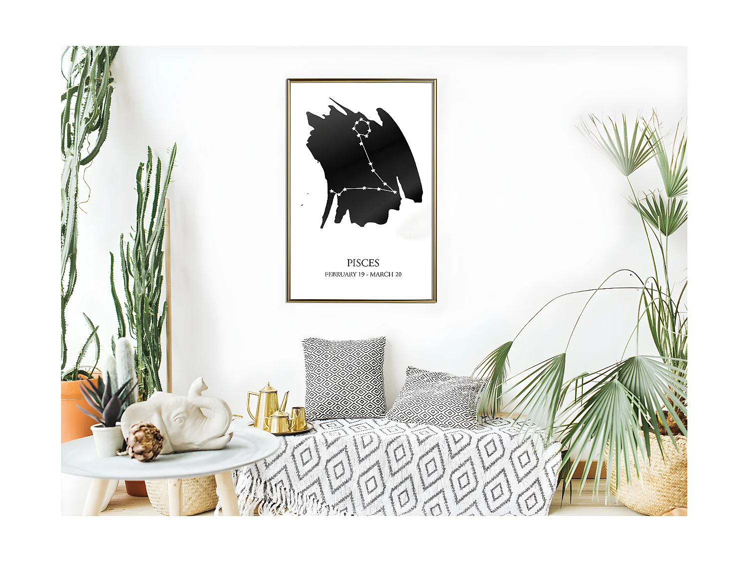 Affiche Murale Encadrée "Zodiac Pisces I" 40 x 60 cm Or