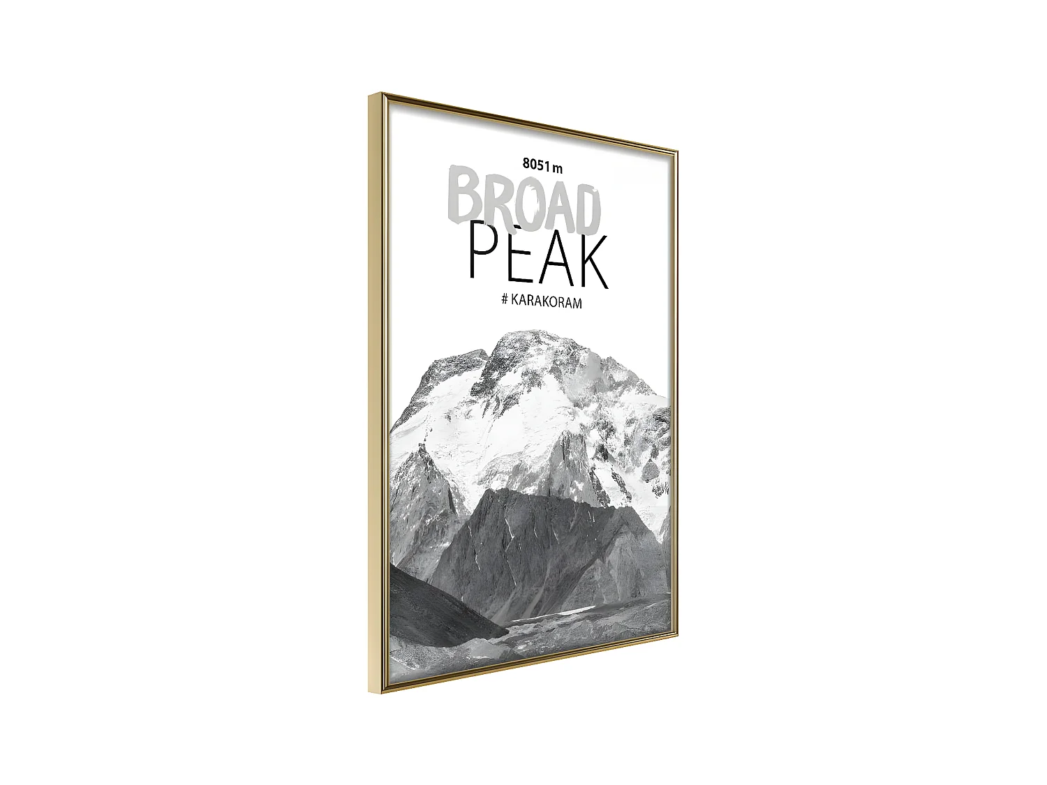 Affiche Murale Encadrée "Peaks of the World Broad Peak" 30 x 42 cm Or