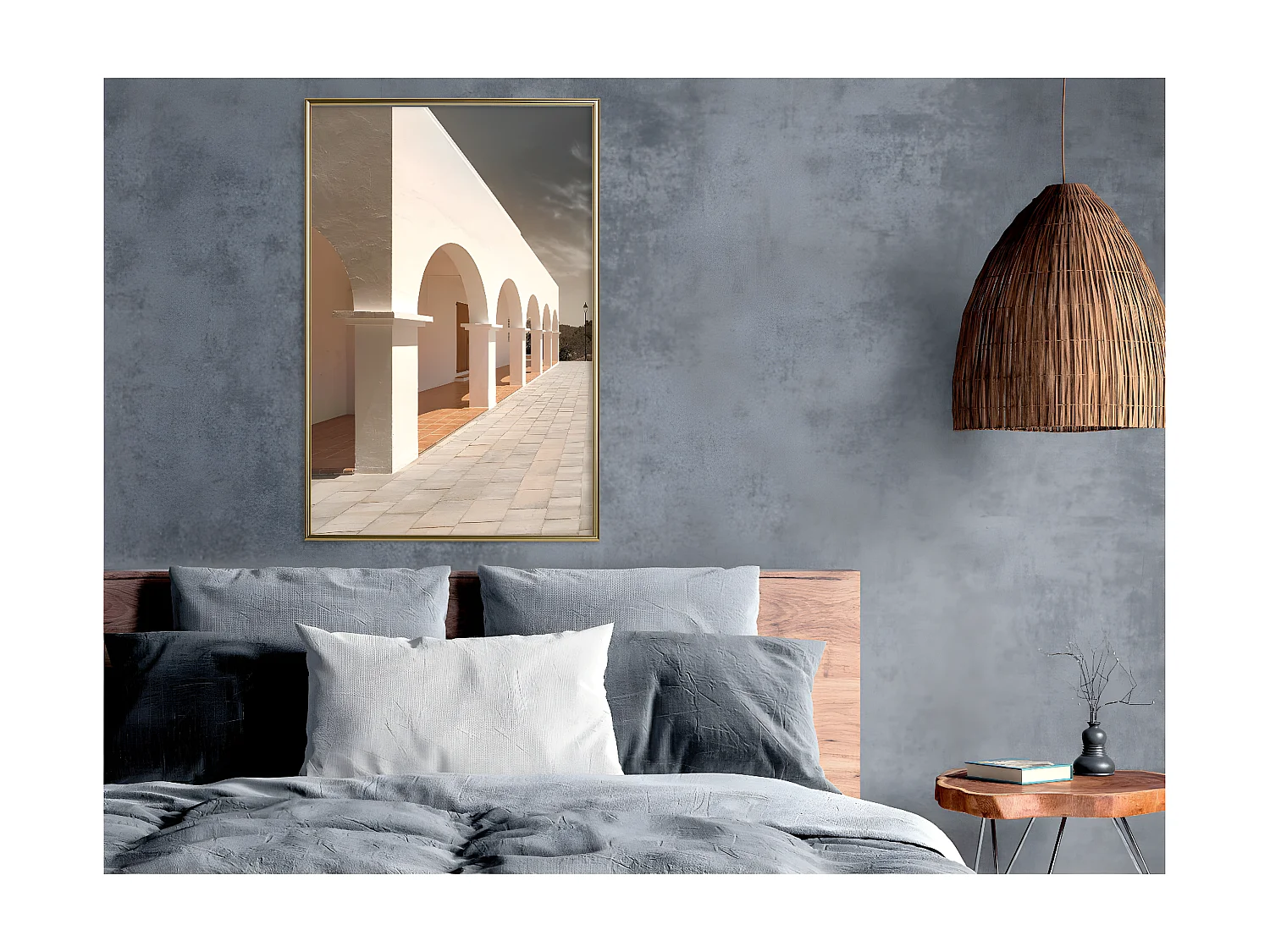 Affiche Murale Encadrée "Sunny Colonnade" 40 x 60 cm Or