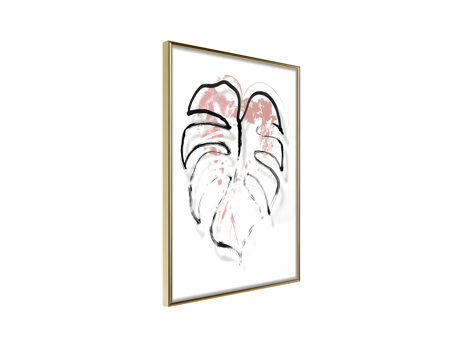 Affiche Murale Encadrée "Black Leaf Outline" 40 x 60 cm Or