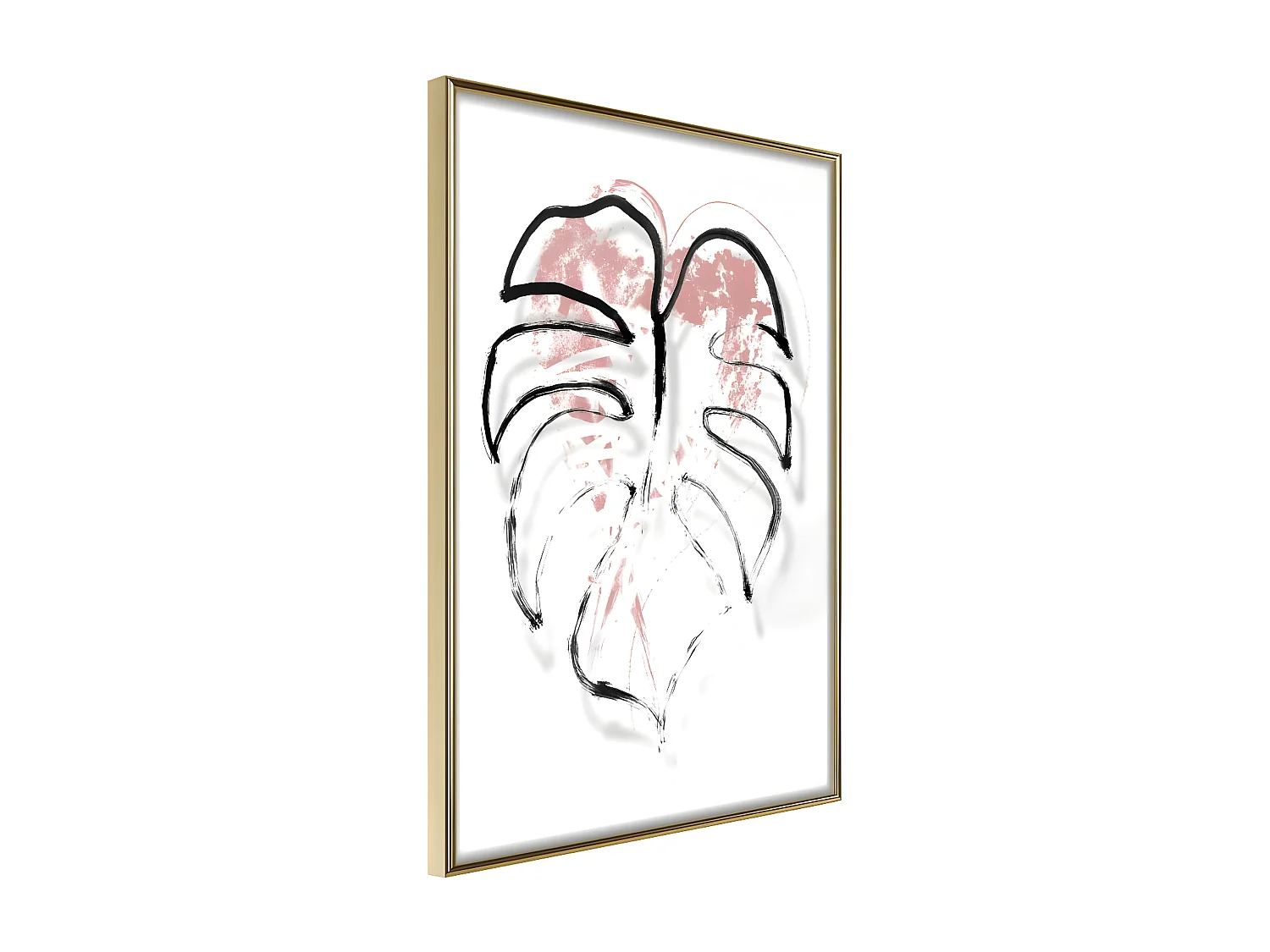 Affiche Murale Encadrée "Black Leaf Outline" 40 x 60 cm Or