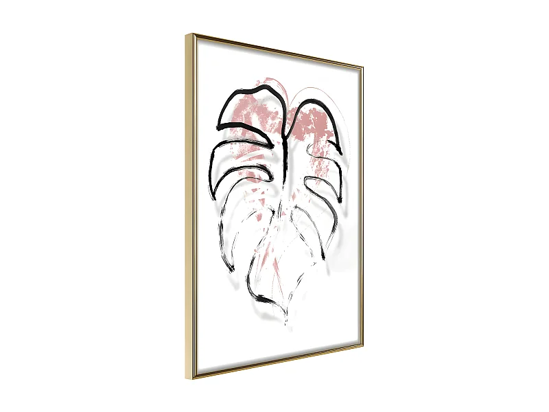 Affiche Murale Encadrée "Black Leaf Outline" 40 x 60 cm Or