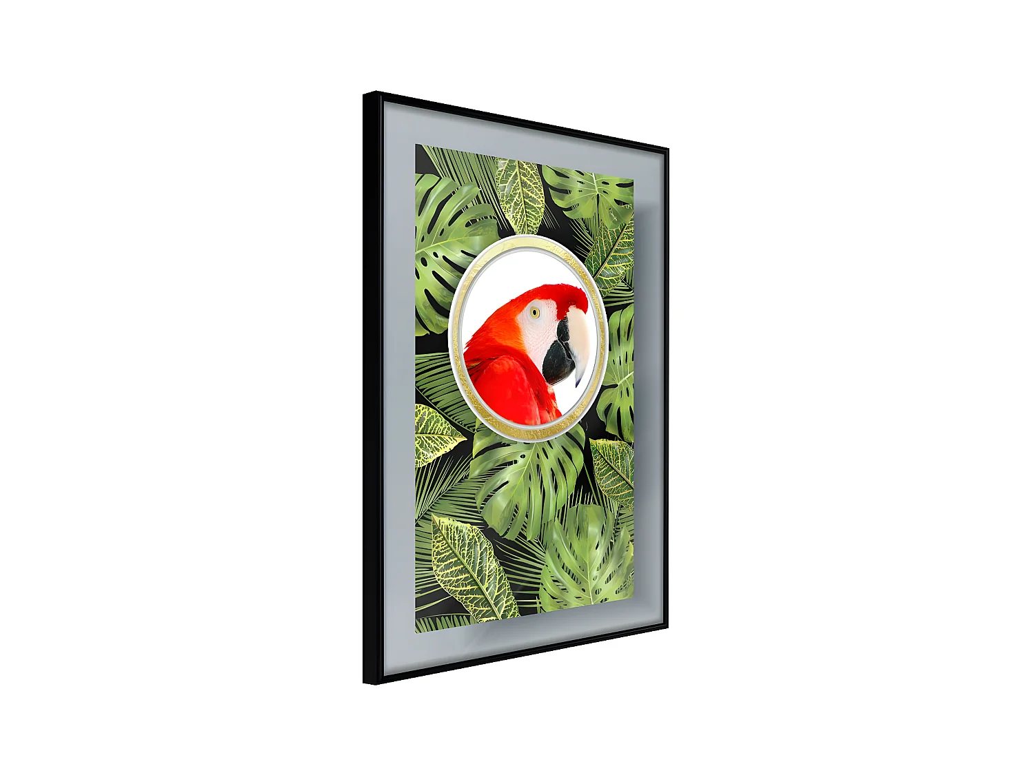 Affiche Murale Encadrée "Parrot Says Hi" 40 x 60 cm Noir