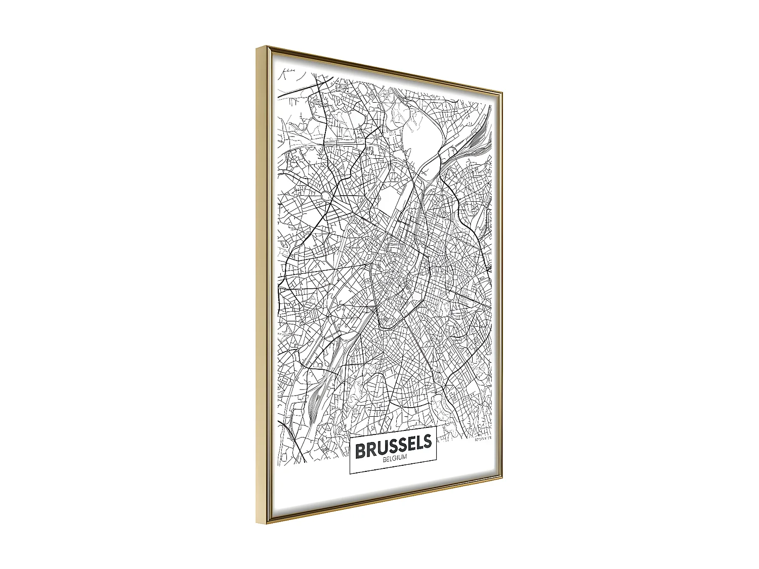 Affiche Murale Encadrée "City map Brussels" 30 x 42 cm Or