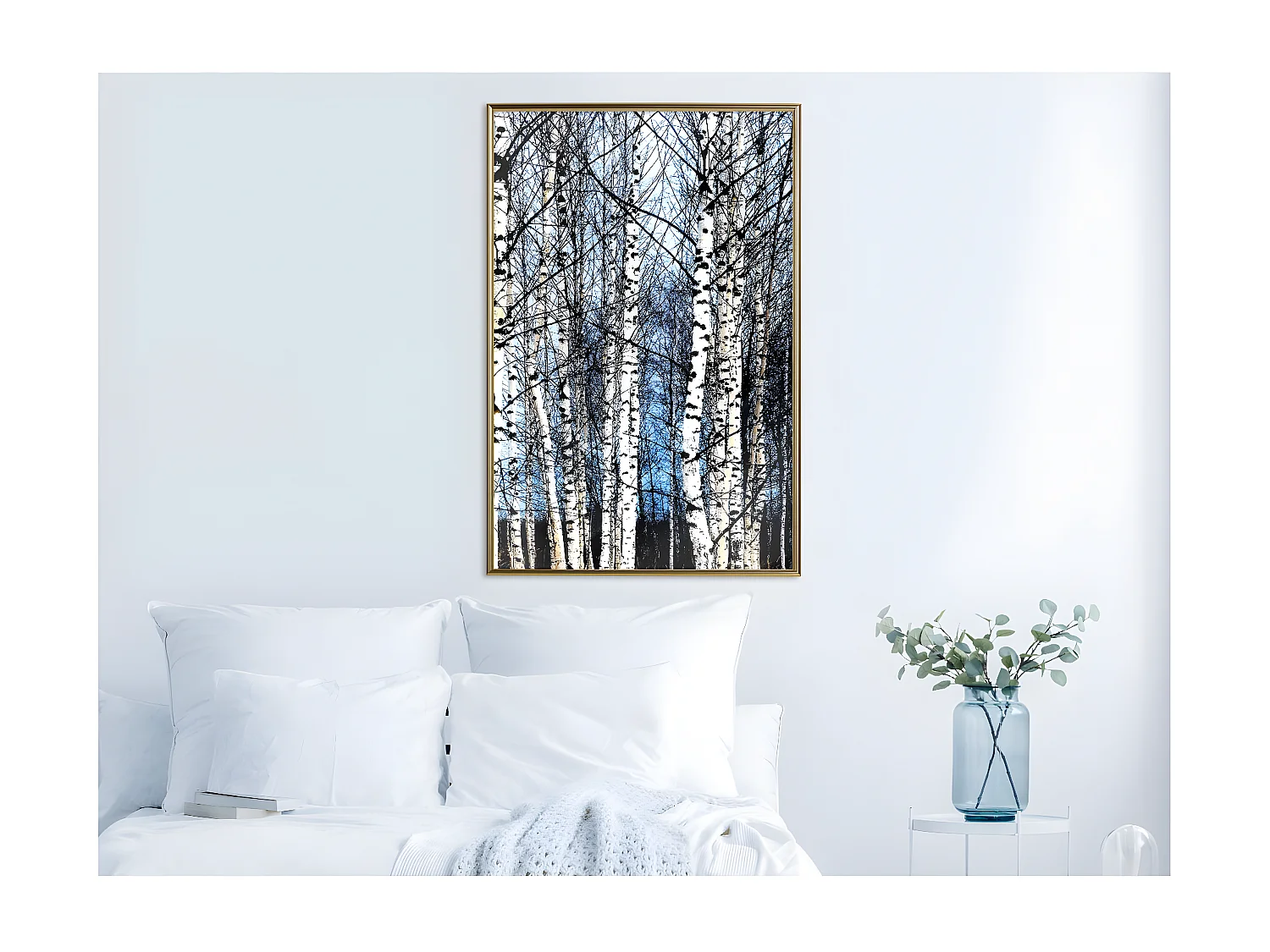Affiche Murale Encadrée "Winter Birch Trees" 40 x 60 cm Or