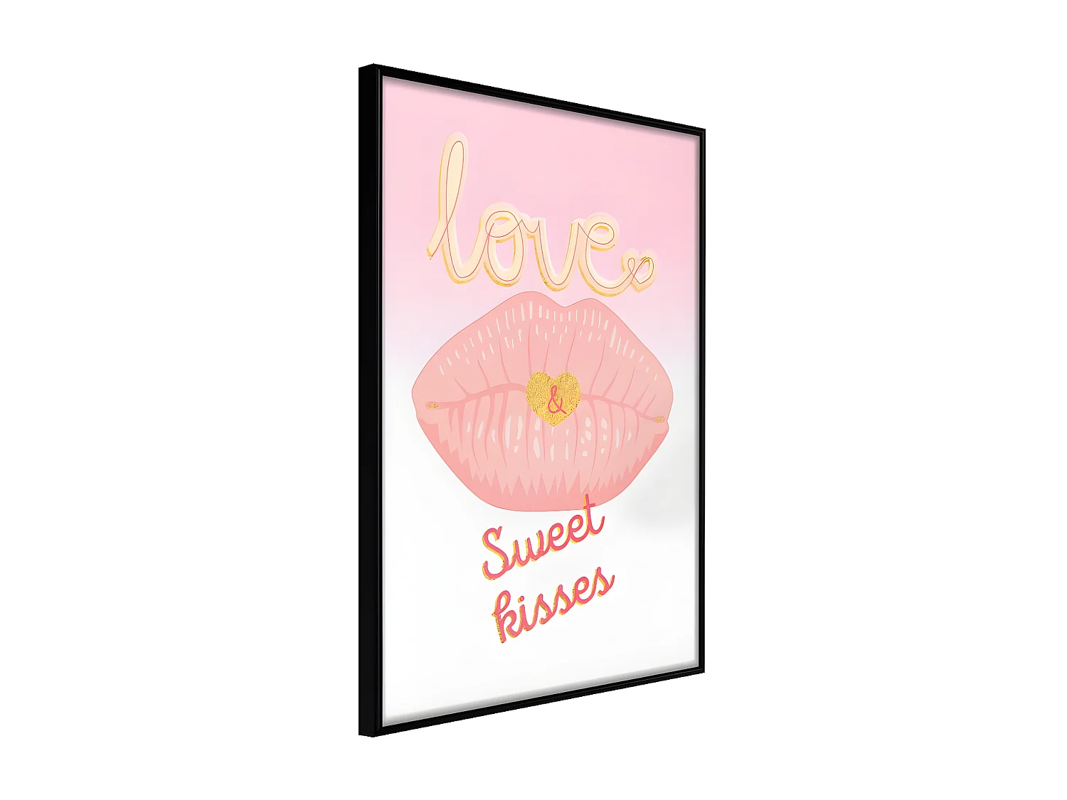 Affiche Murale Encadrée "Pink Kisses" 21 x 30 cm Noir