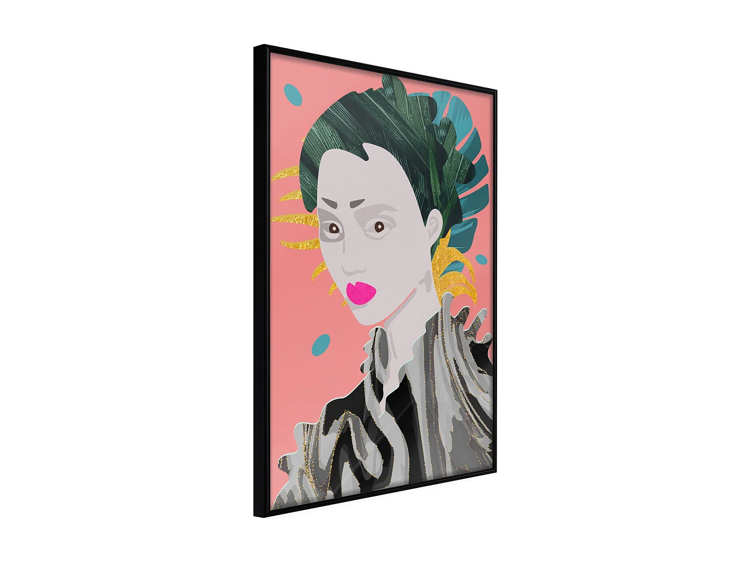 Affiche Murale Encadrée "Geisha" 30 x 42 cm Noir